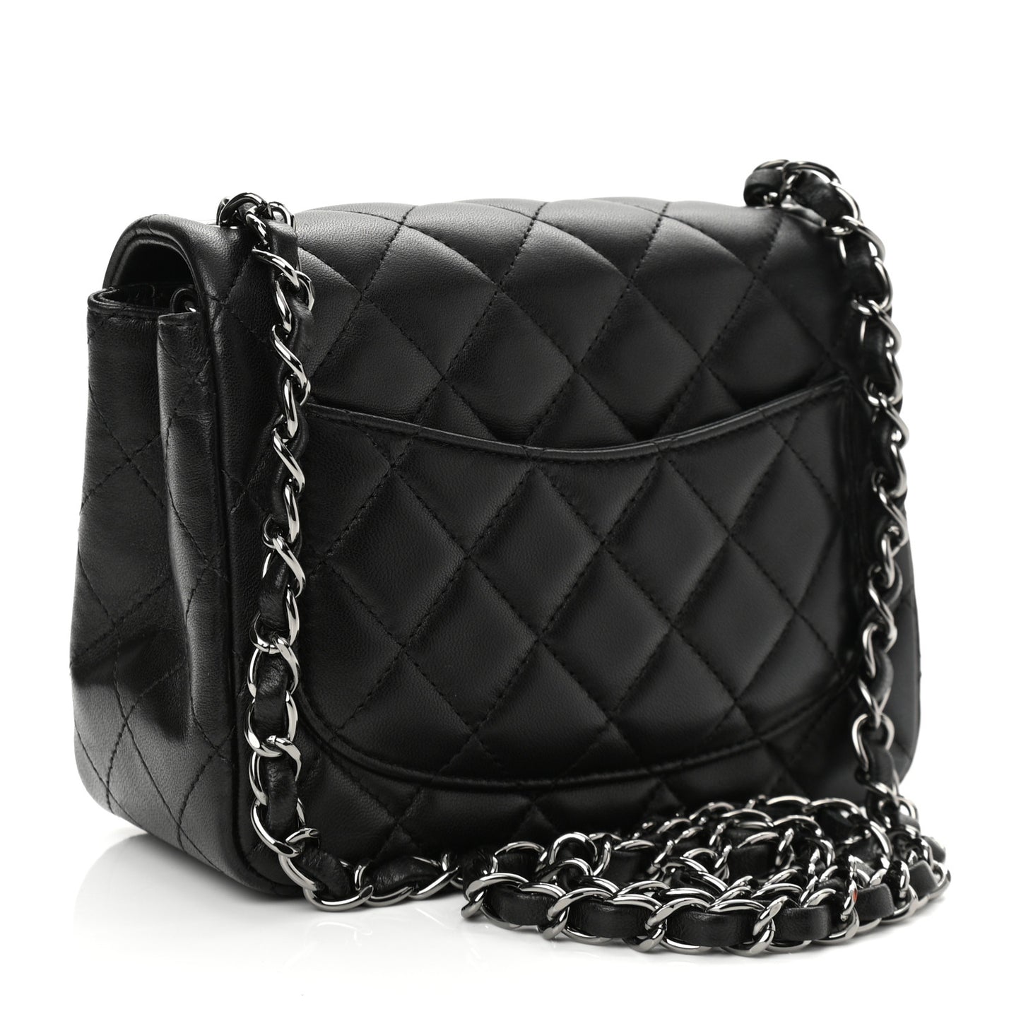 Lambskin Quilted Mini Square Flap Black