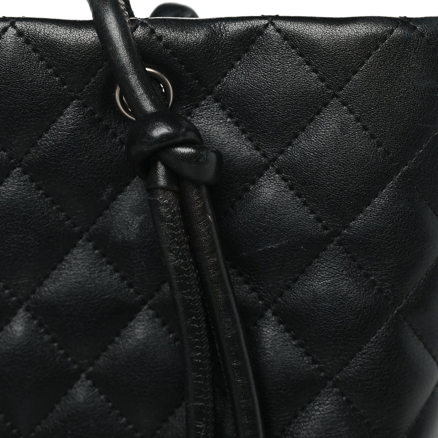 Calfskin Quilted Medium Cambon Tote Black White