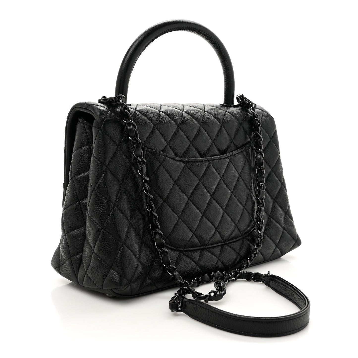 Caviar Quilted Small Coco Handle Flap So Black