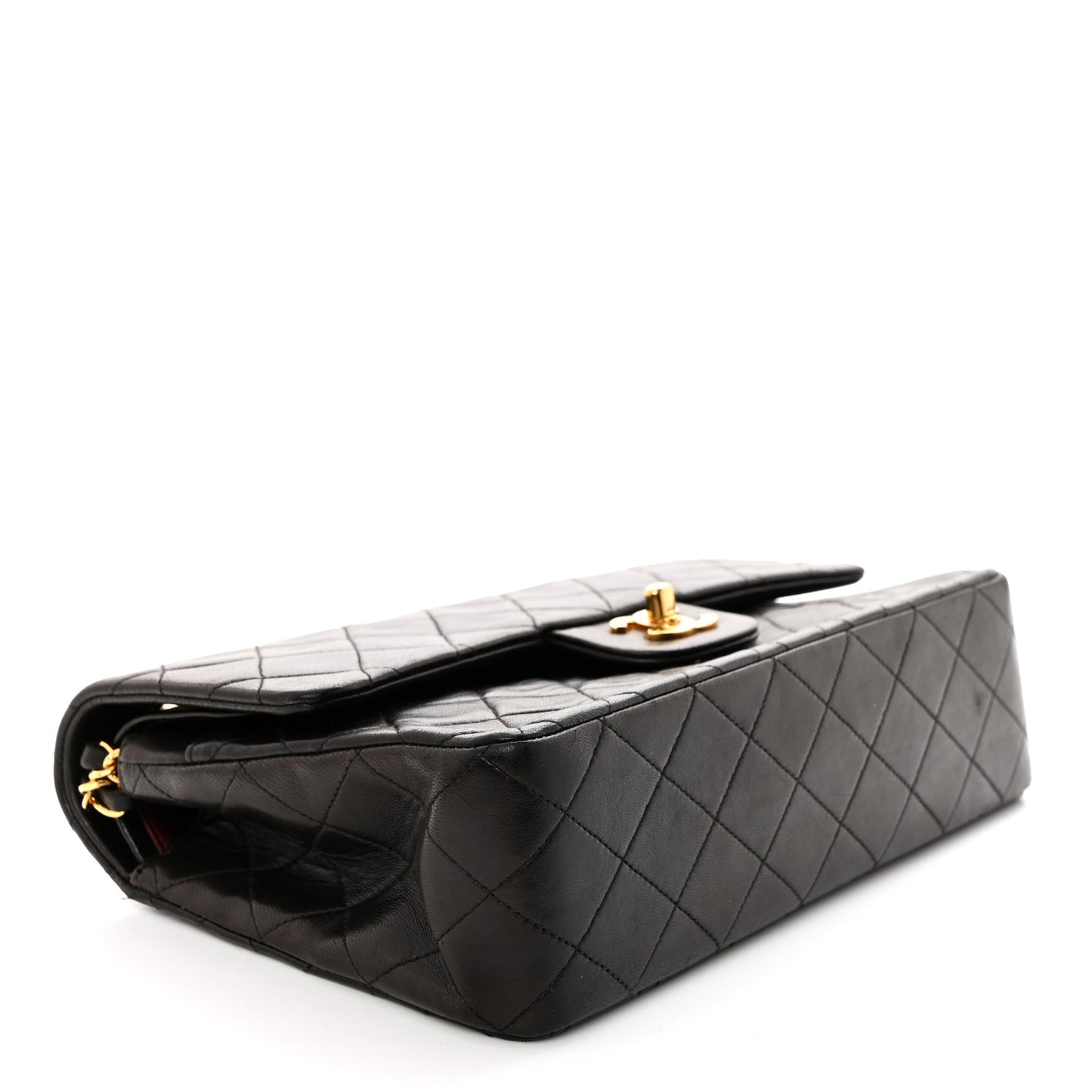 Lambskin Quilted Medium Double Flap Dark Brown