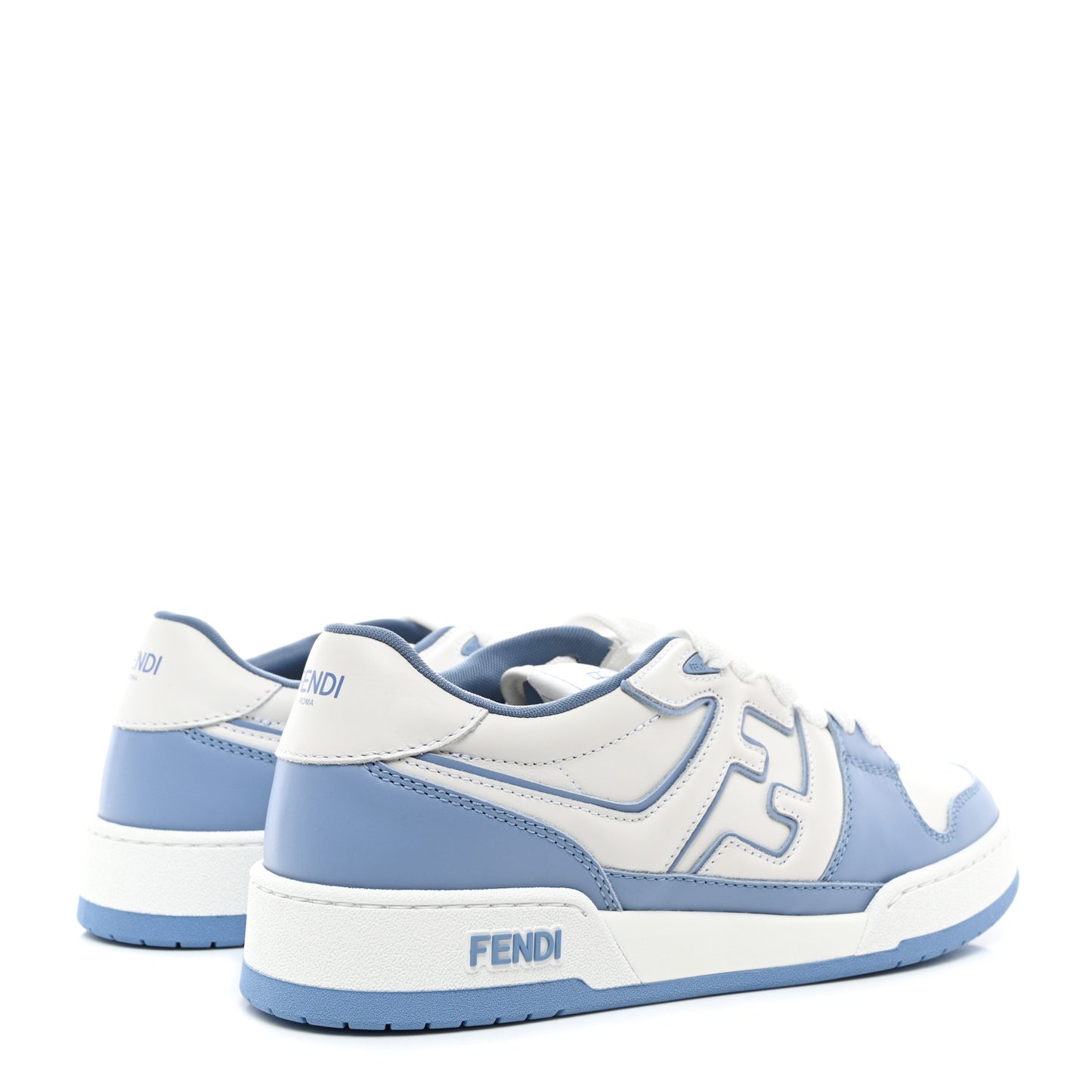 Calfskin Vitello Fendi Match Low Top Sneakers 39.5 Sky White