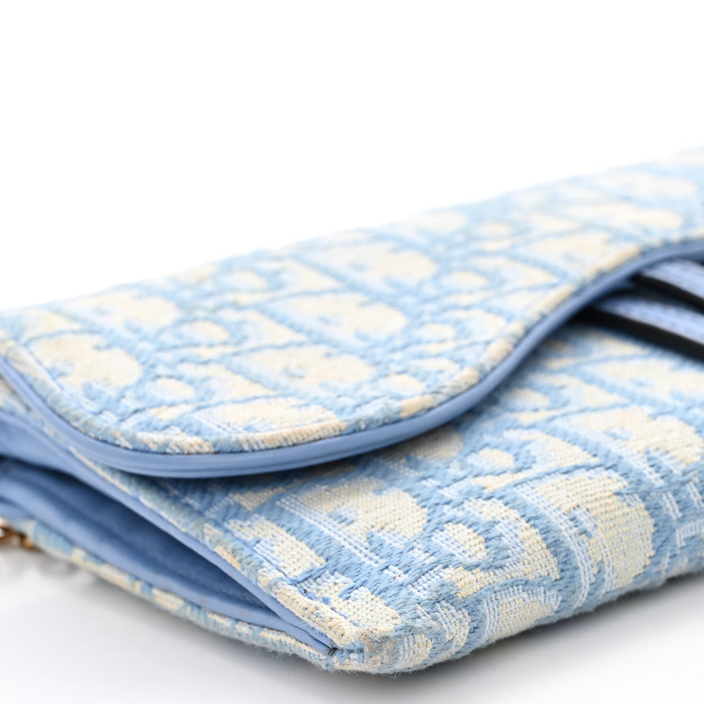 Oblique Saddle Chain Long Wallet Cornflower Blue