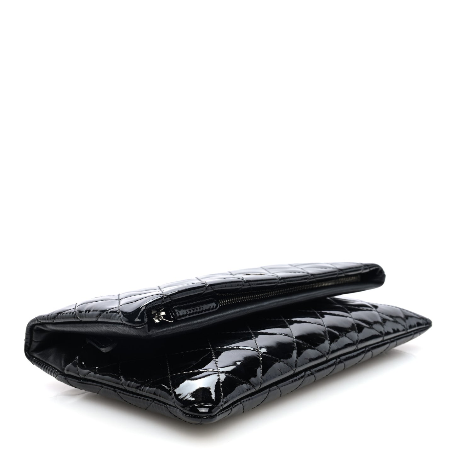 Patent Calfskin Quilted Beauty CC Clutch Black