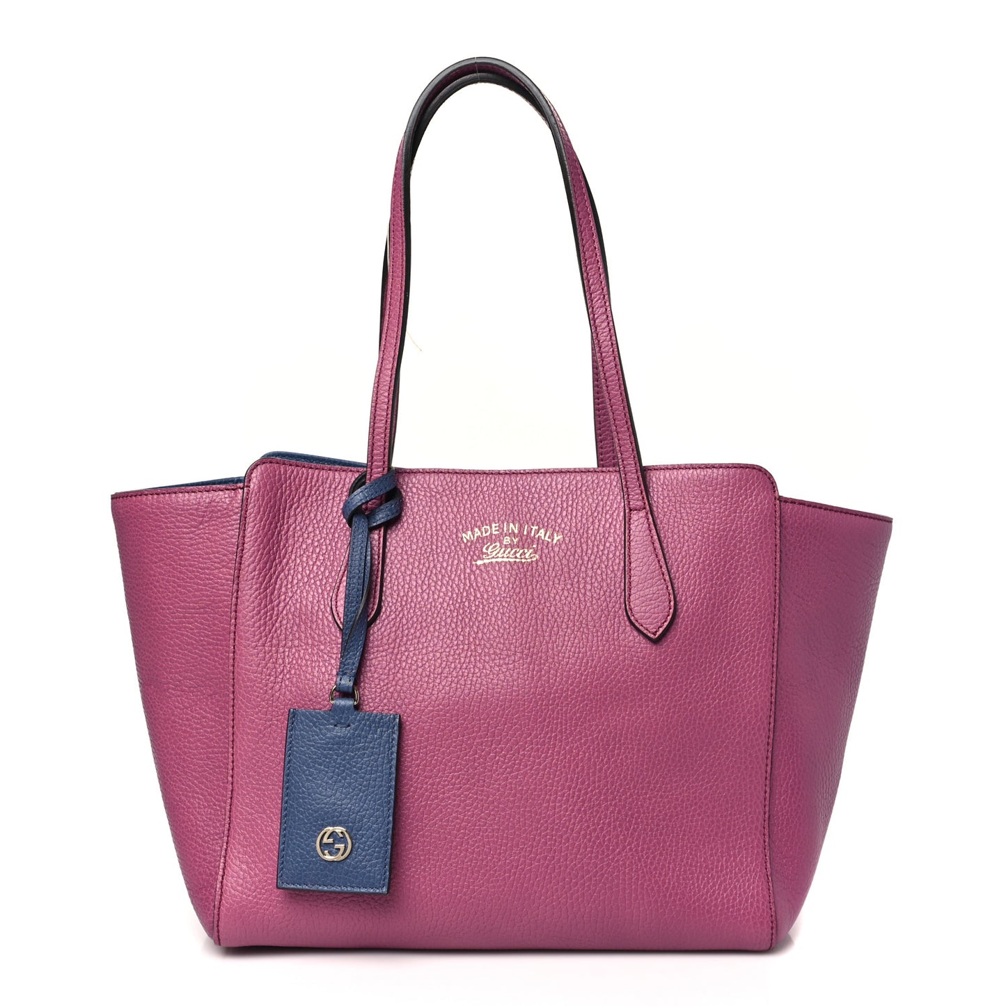 Dollar Calfskin Small Swing Tote Peonia Flower Washed Blue