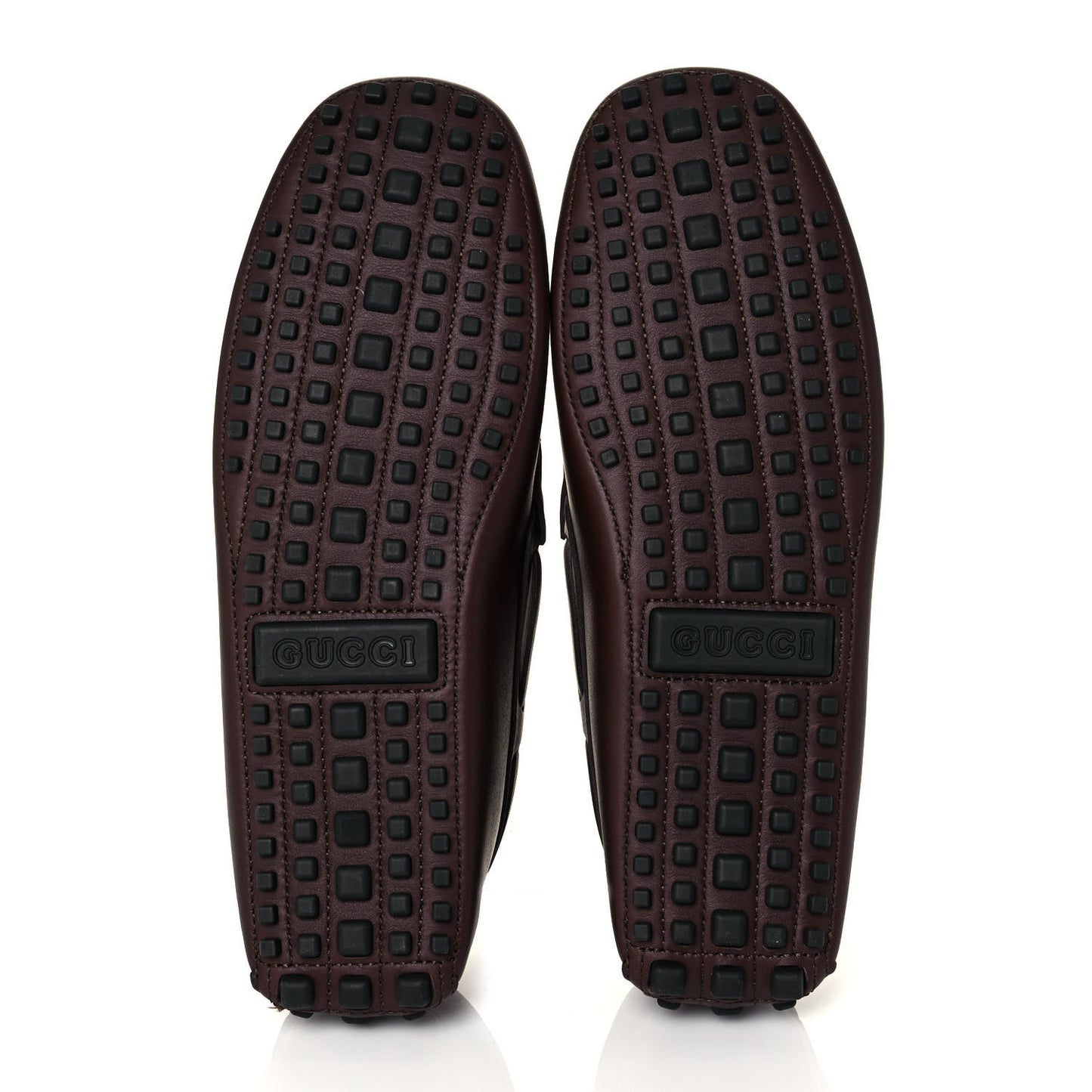 Calfskin Fringe Interlocking G Mens Driver Loafers 10 Brown