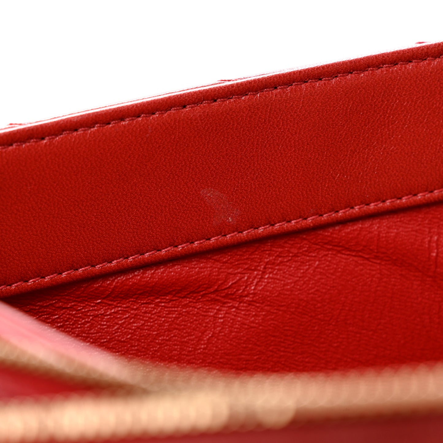 Lambskin Chevron Stitched Medium Envelope Flap Red