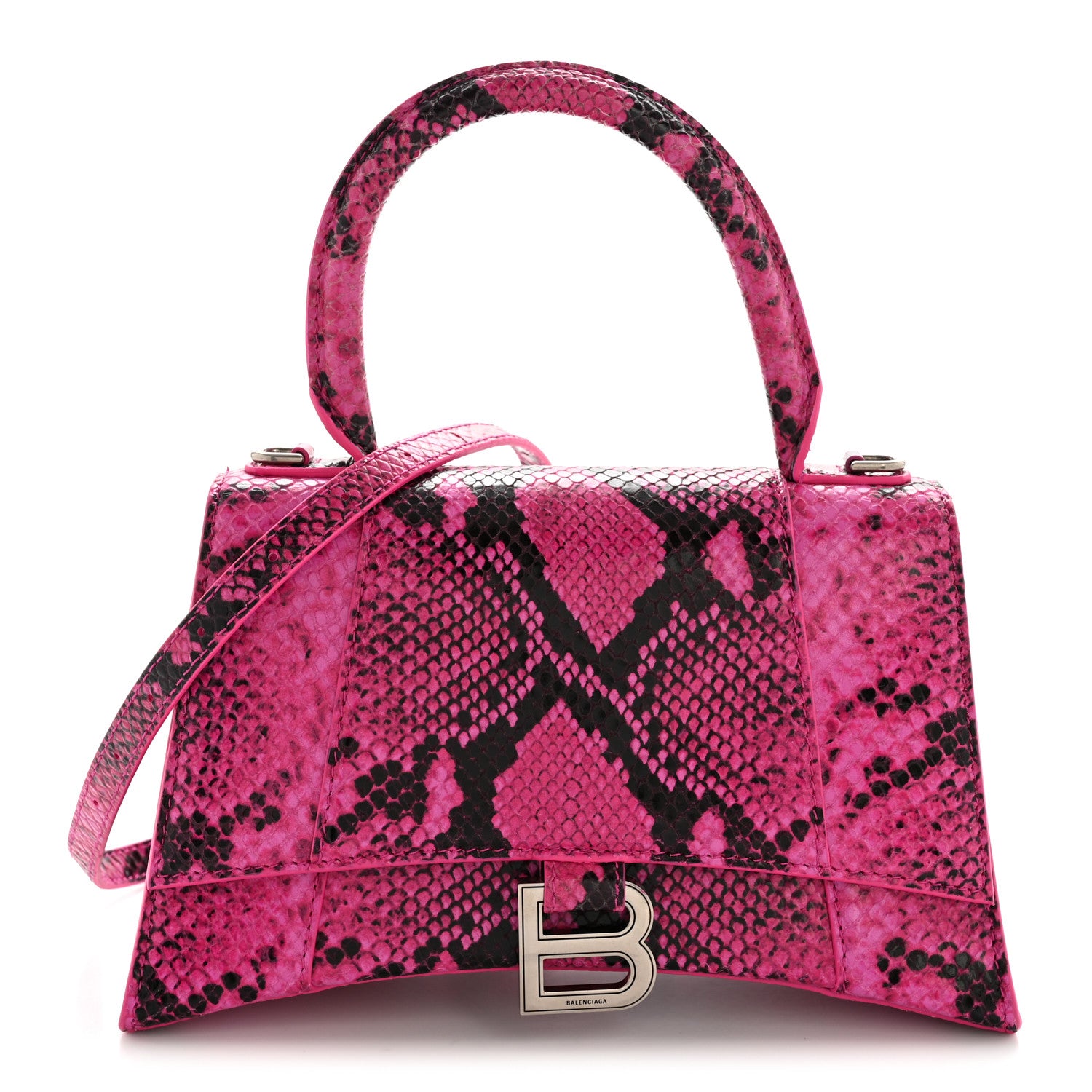 BALENCIAGA ミニアワーグラス パイソン Balenciaga Shiny Calfskin Python Effect Small Hourglass Top Handle