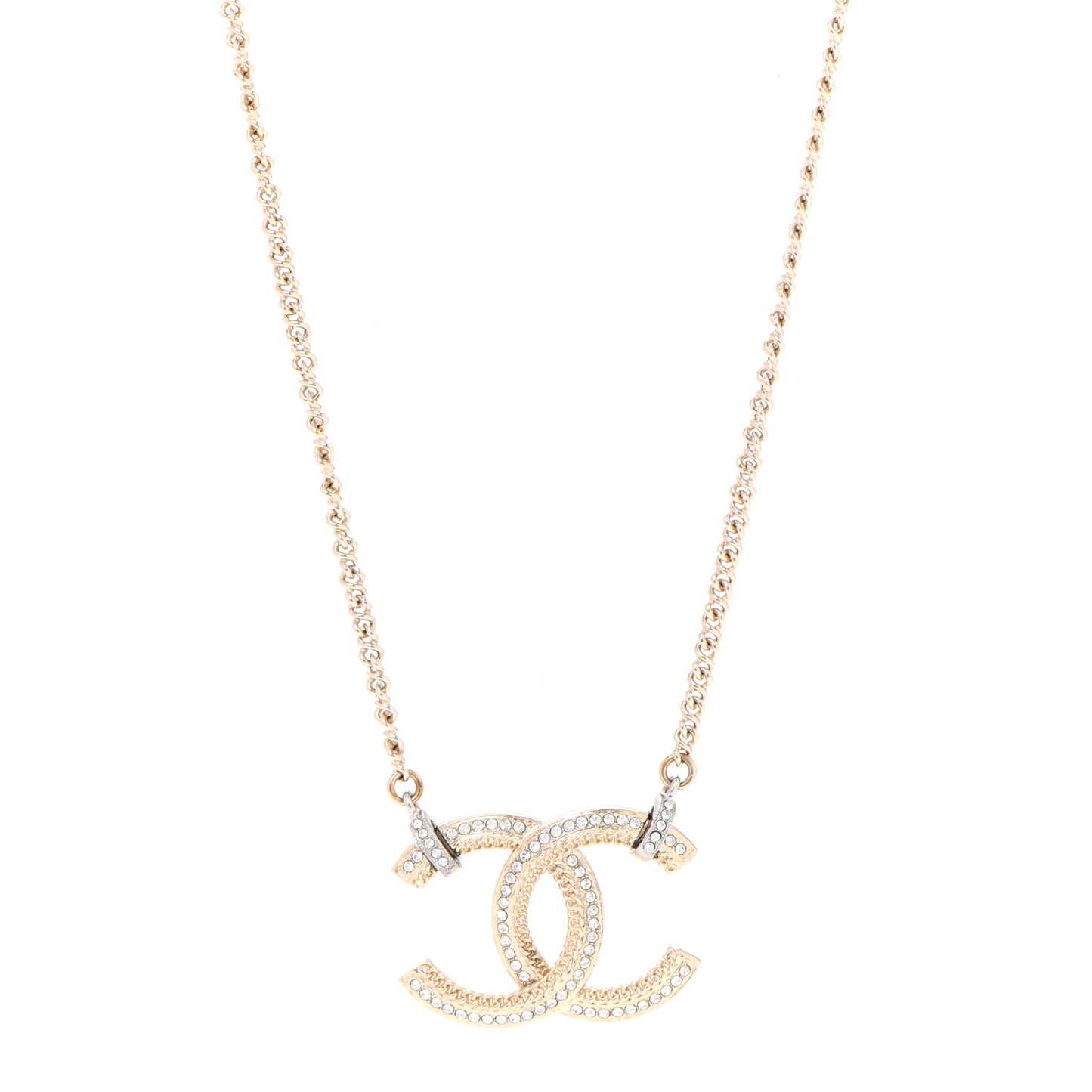 Crystal CC Pendant Necklace Gold