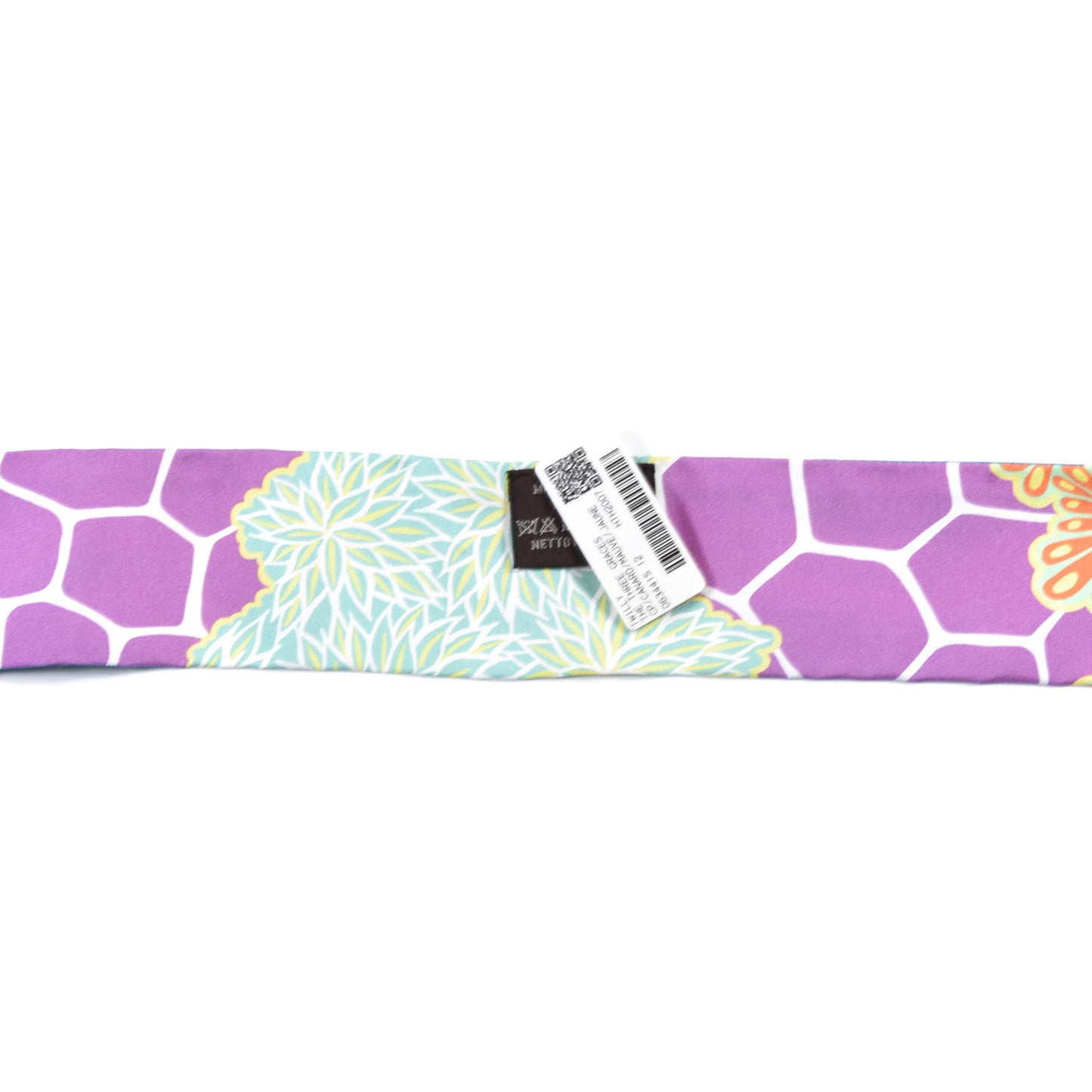 Silk The Three Graces Twilly Canard Mauve Jaune Fluo