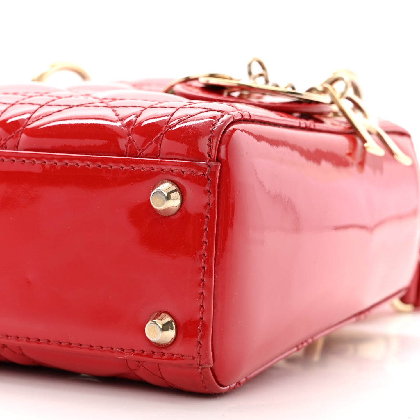 Patent Cannage Mini Lady Dior Red