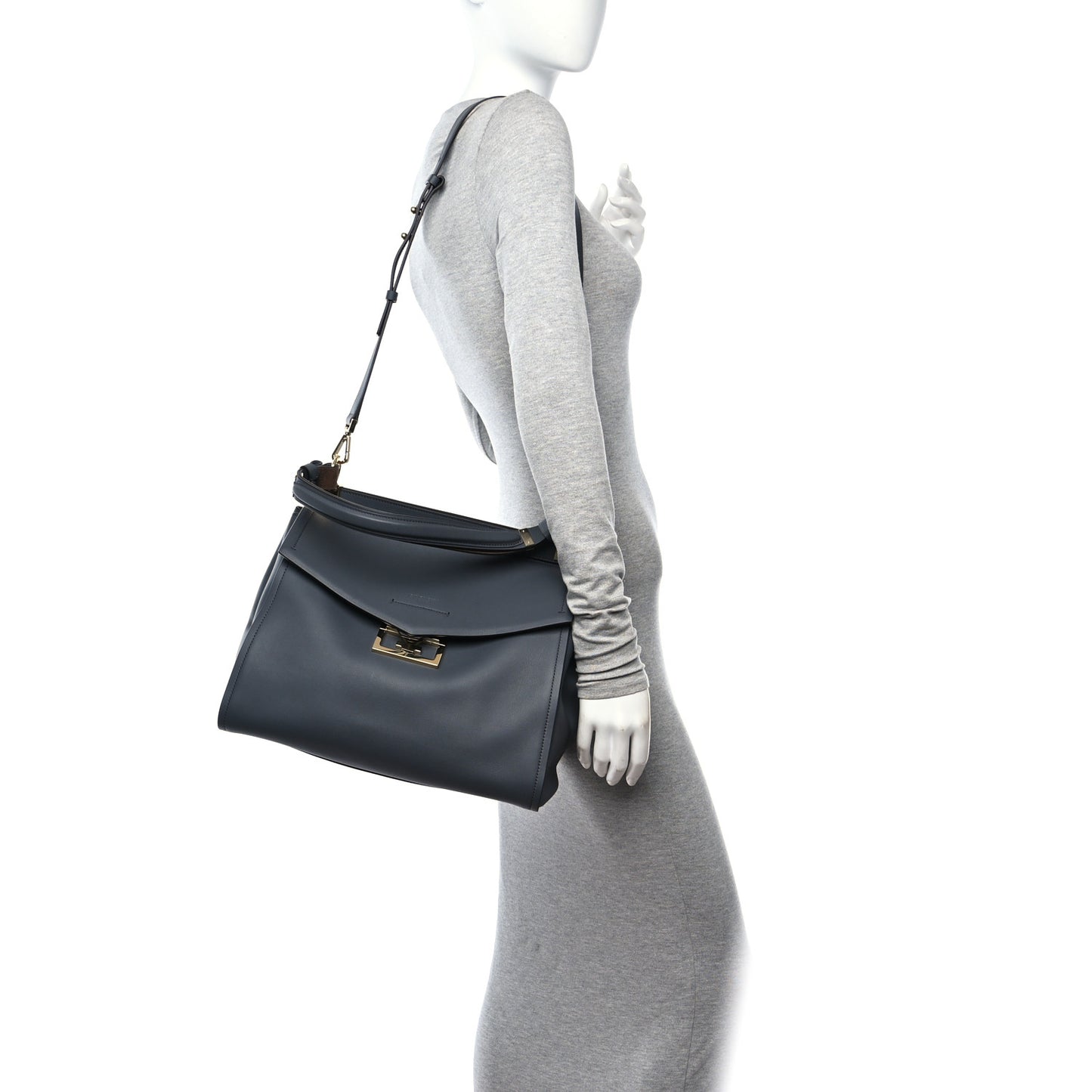Calfskin Medium Mystic Shoulder Bag Storm Grey