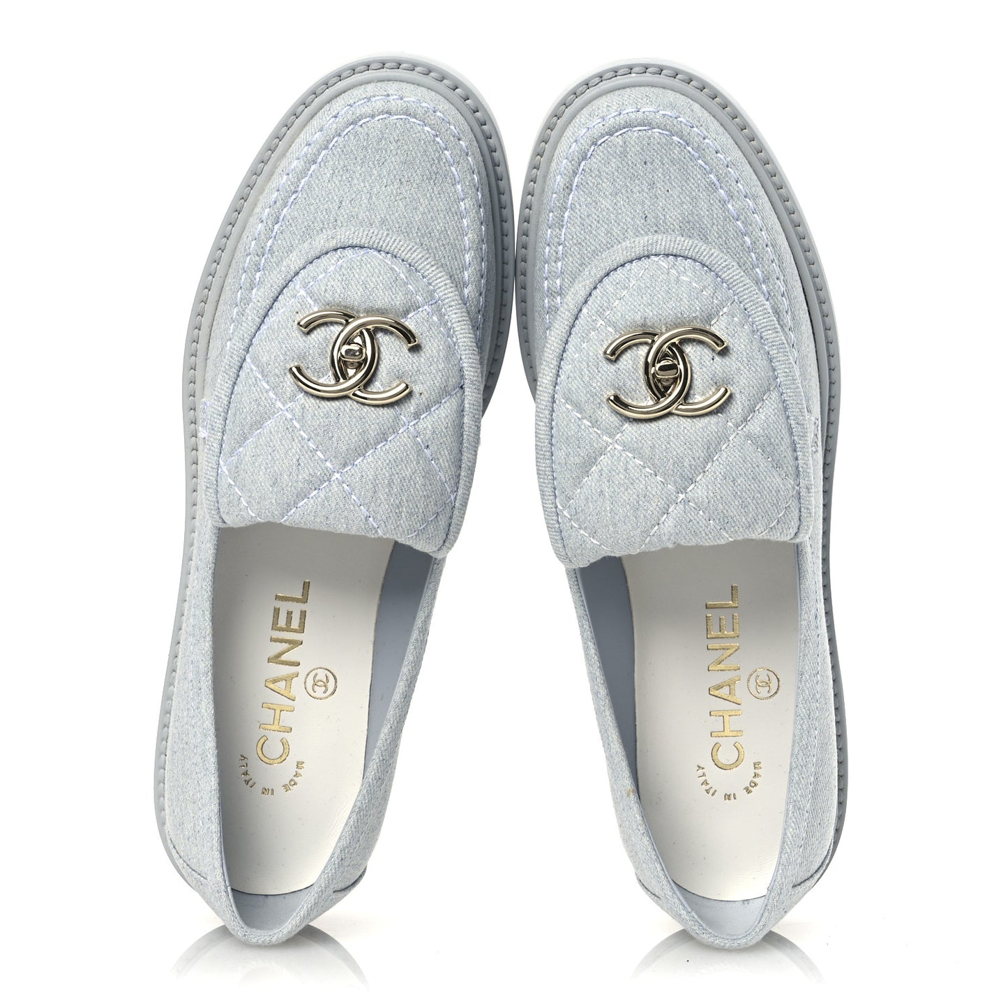 Denim CC Turnlock Loafers 37 Blue