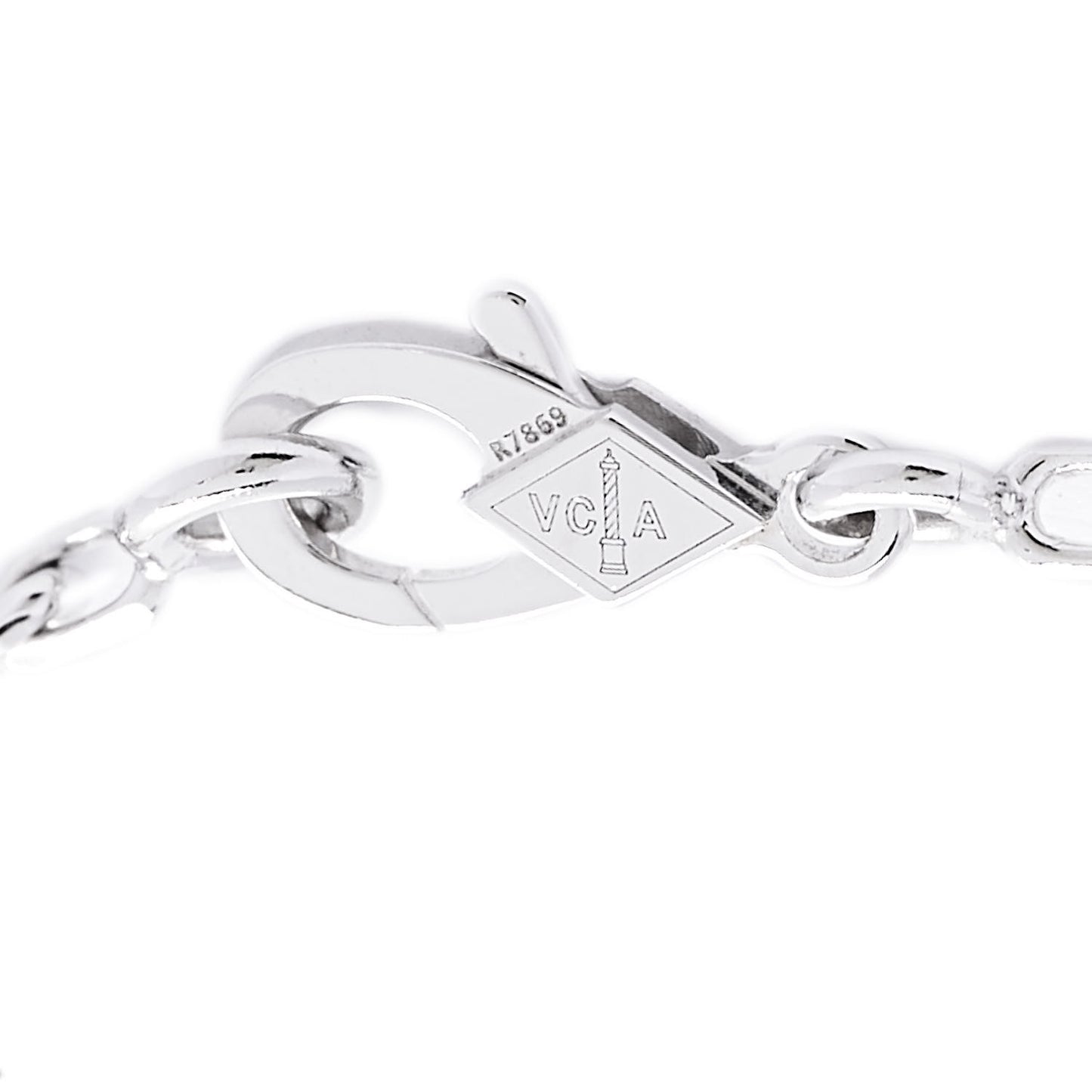 18K White Gold 5 Motifs Guilloche Vintage Alhambra Bracelet
