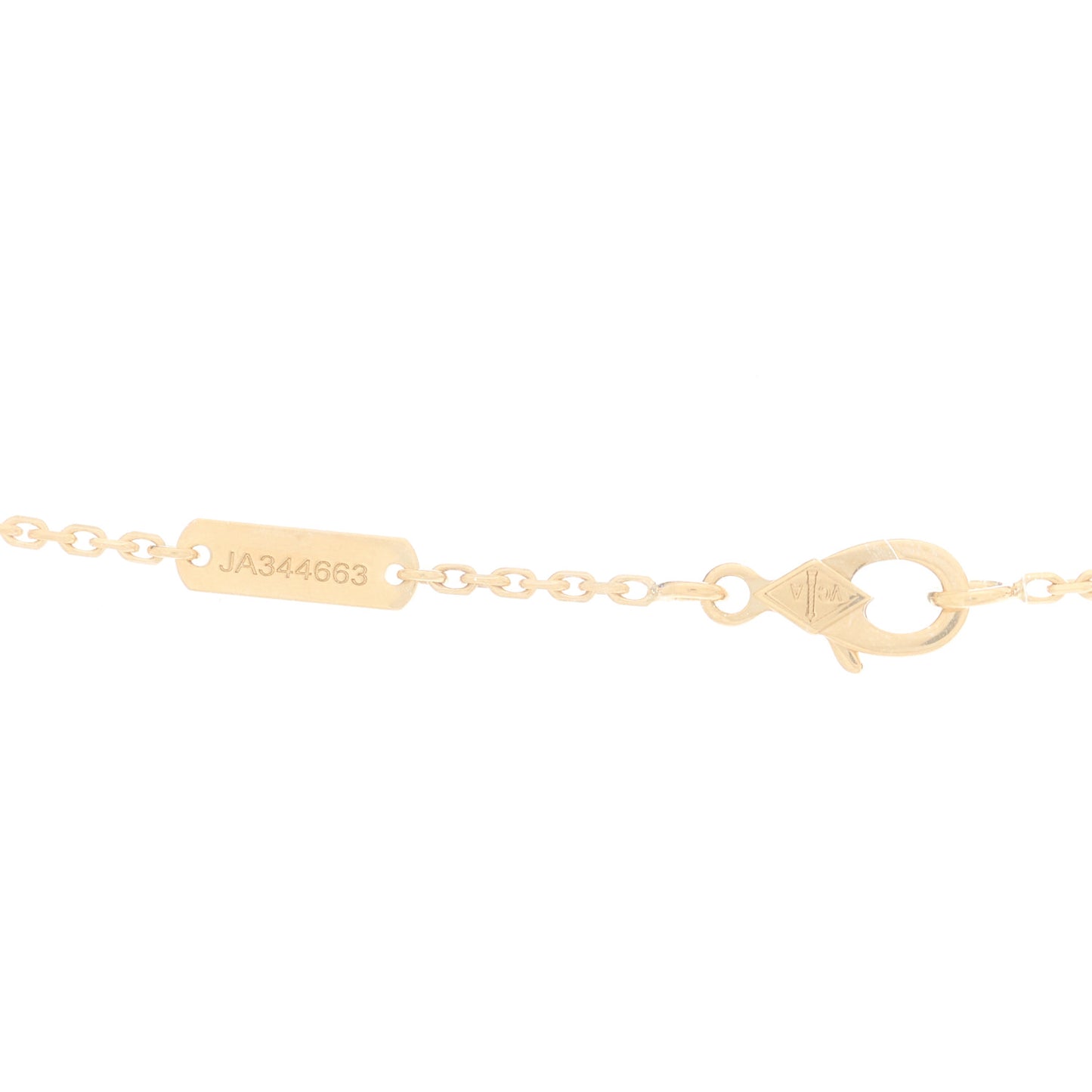 18K Yellow Gold Diamond Yellow Mother of Pearl Vintage Alhambra Pendant Necklace