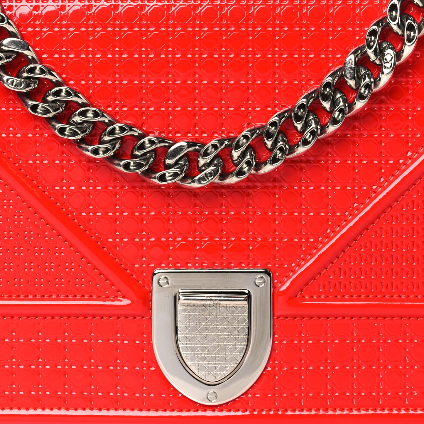 Patent Micro-Cannage Medium Diorama Flap Bag Red