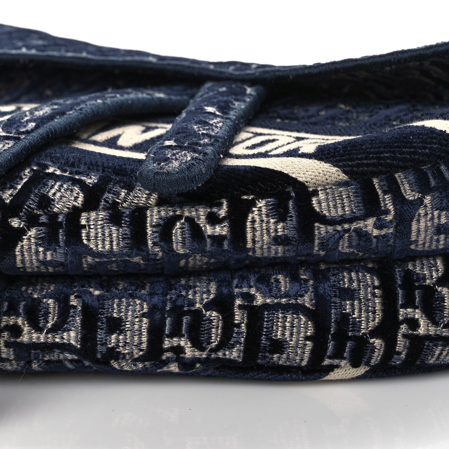 Oblique Embroidered Saddle Bag Blue