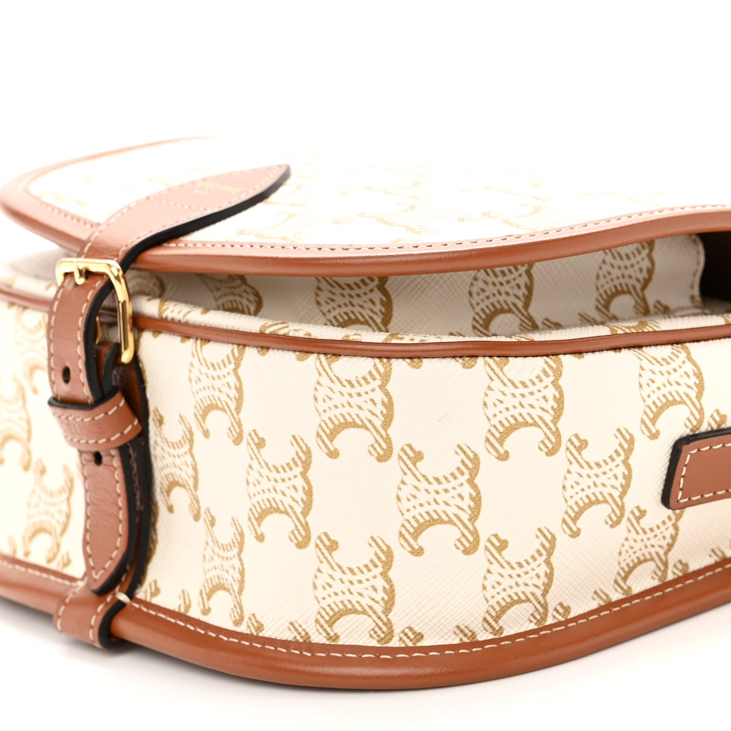 Celine Triomphe Canvas Medium Folco Bag White 9 of 9