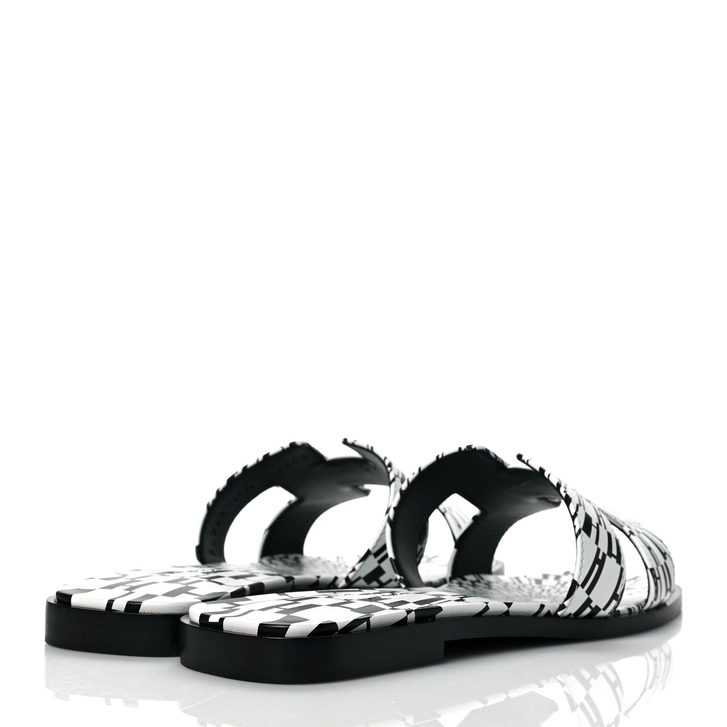 Calfskin Printed Op'H Oran Sandals 37 Black White
