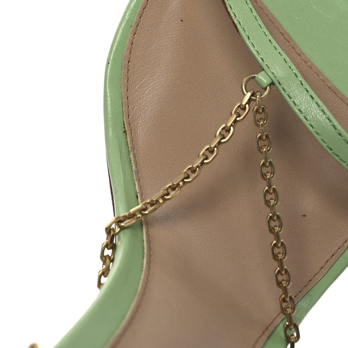 Lambskin Stretch Chain Strap 90mm Sandals 40.5 Pistachio