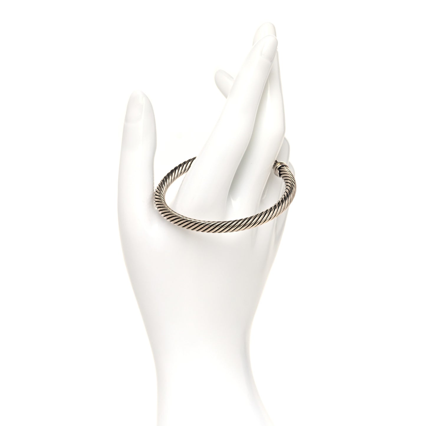 Sterling Silver 18K Yellow Gold 5mm Cable Classic Buckle Bracelet