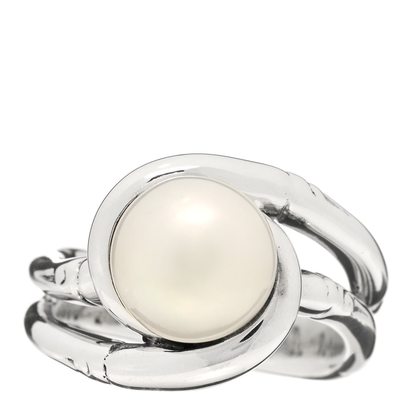 Sterling Silver Pearl Bamboo Ring 54 7