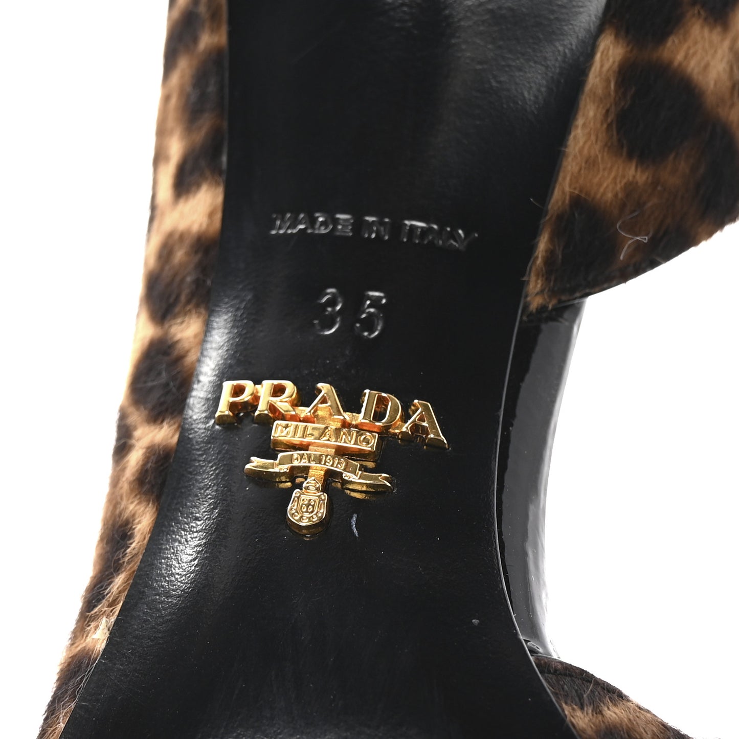 Patent Pony Hair Leopard Print D'Orsay Pumps 35 Black