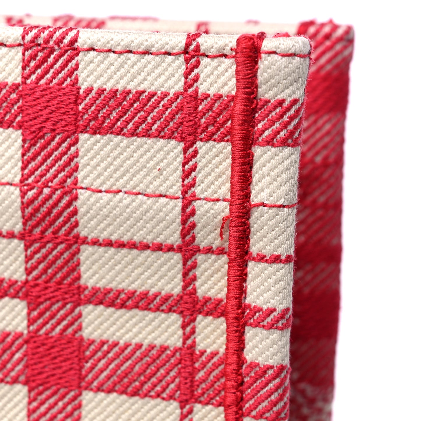 Canvas Embroidered Medium Check'n'Dior Book Tote Red Multicolor