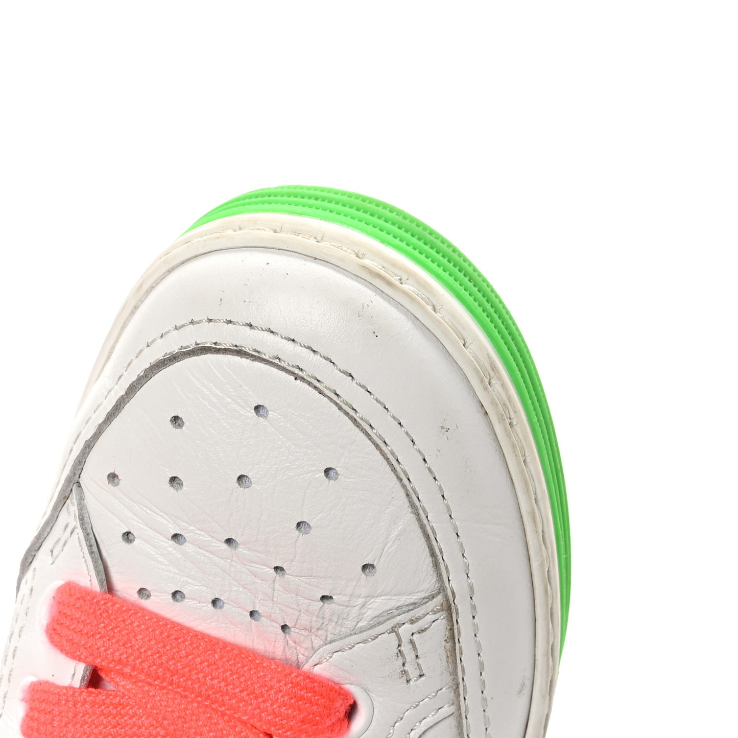 Calfskin Womens Logo High Top Sneakers 36.5 White Multicolor