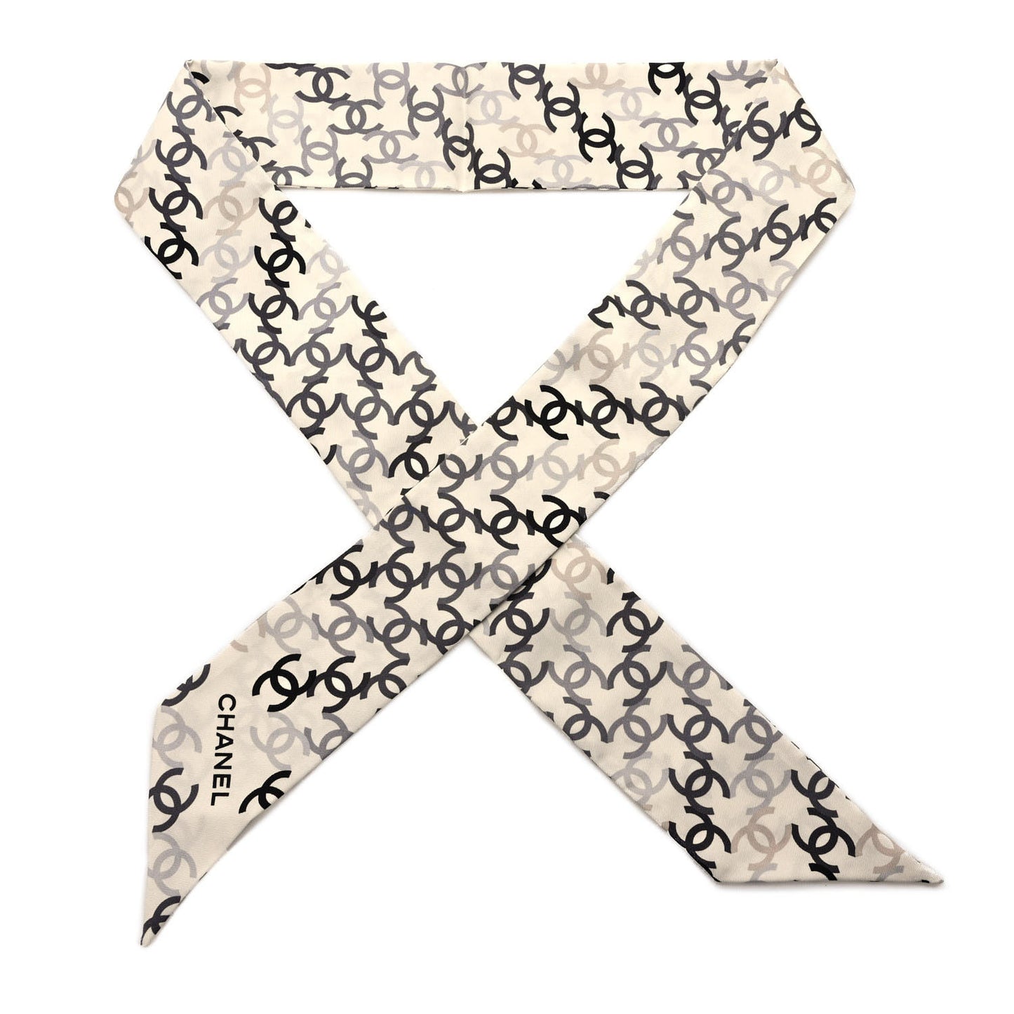Silk CC Slim Bandeau Scarf Ecru Multicolor