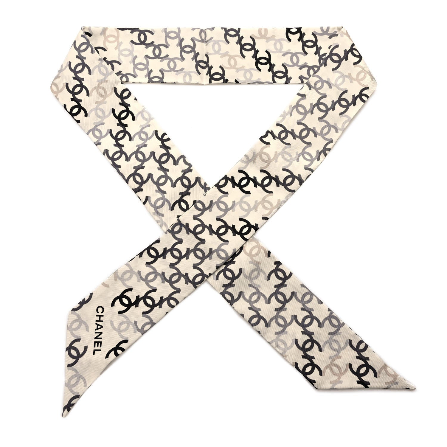 Chanel Silk CC Slim Bandeau Scarf Ecru Multicolor 1 of 4