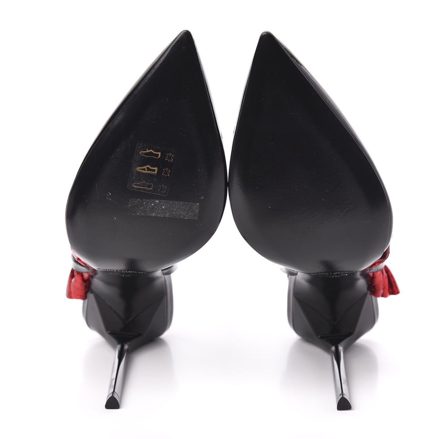 Patent Calfskin Ayers Edie 110 Leaf Slingback Pumps 36 Black Red