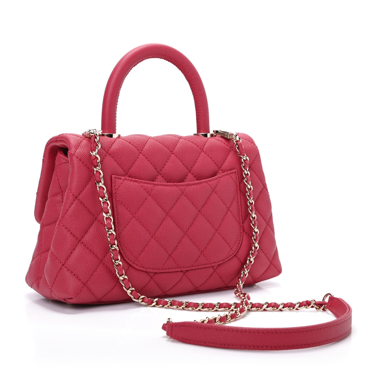 Caviar Quilted Mini Coco Handle Flap Fuchsia