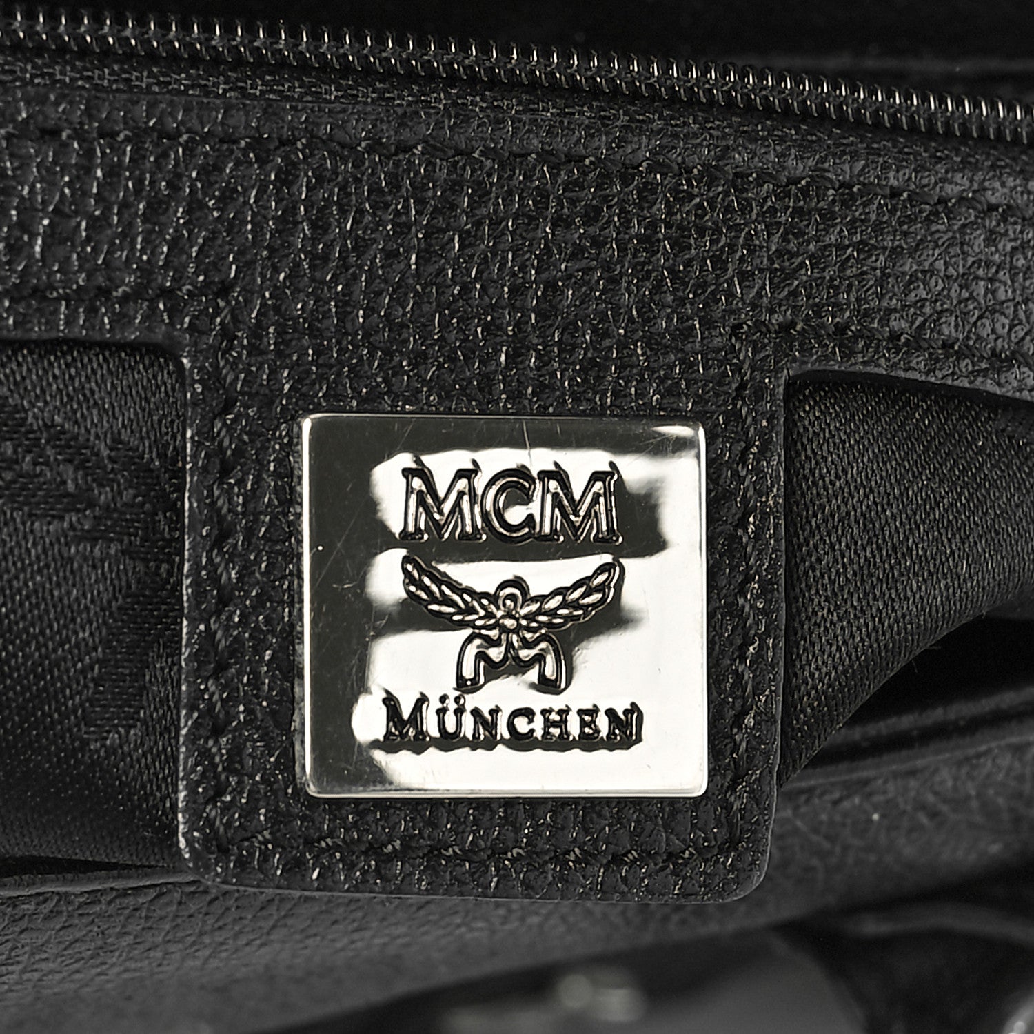 MCM Grained Calfskin Studded Boston Bag Black 6 of 12