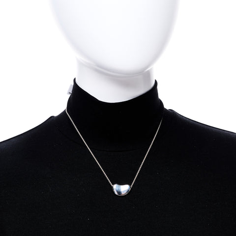 Sterling Silver 19mm Elsa Peretti Bean Pendant Necklace