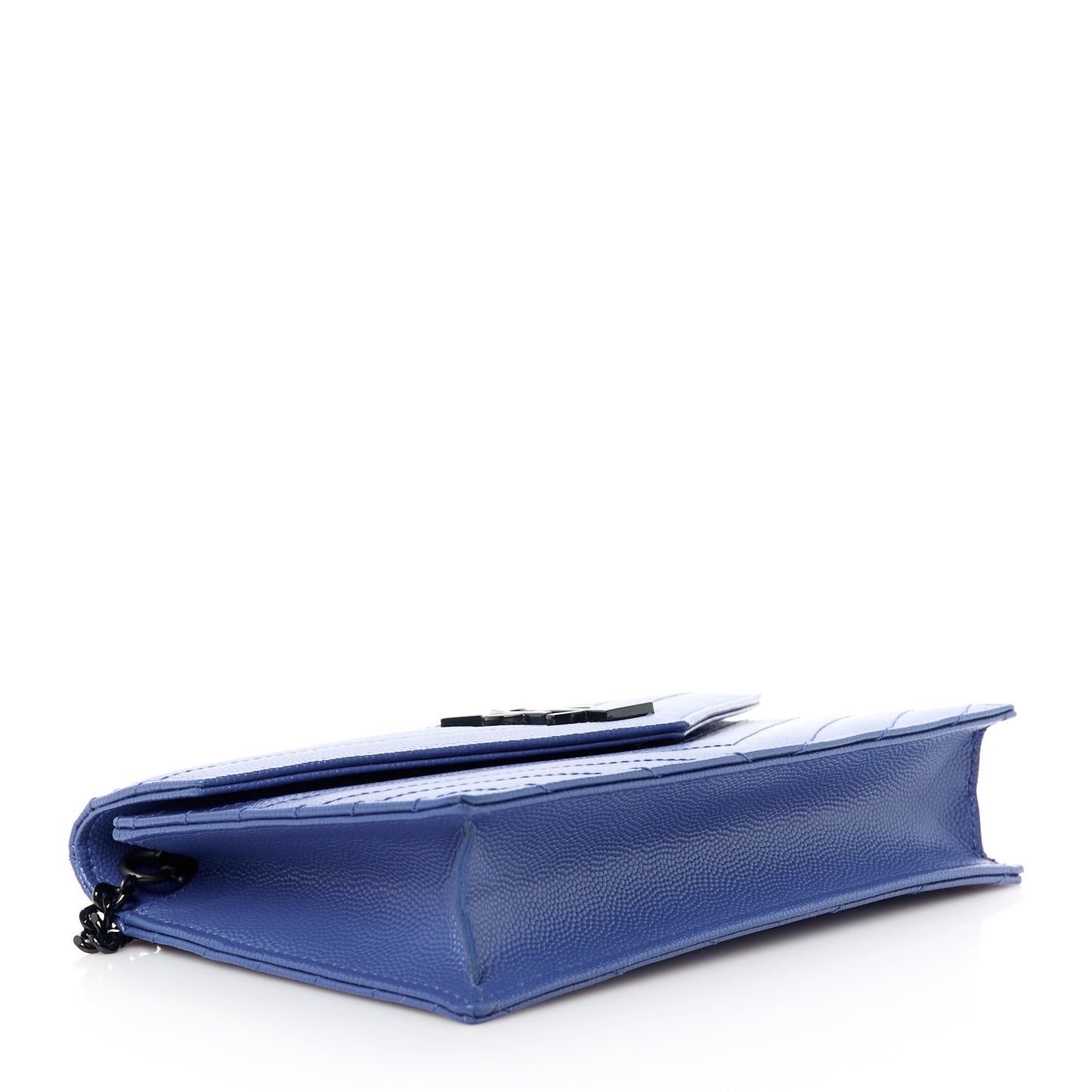 Grain De Poudre Matelasse Chevron Monogram Envelope Chain Wallet Blue Majorelle