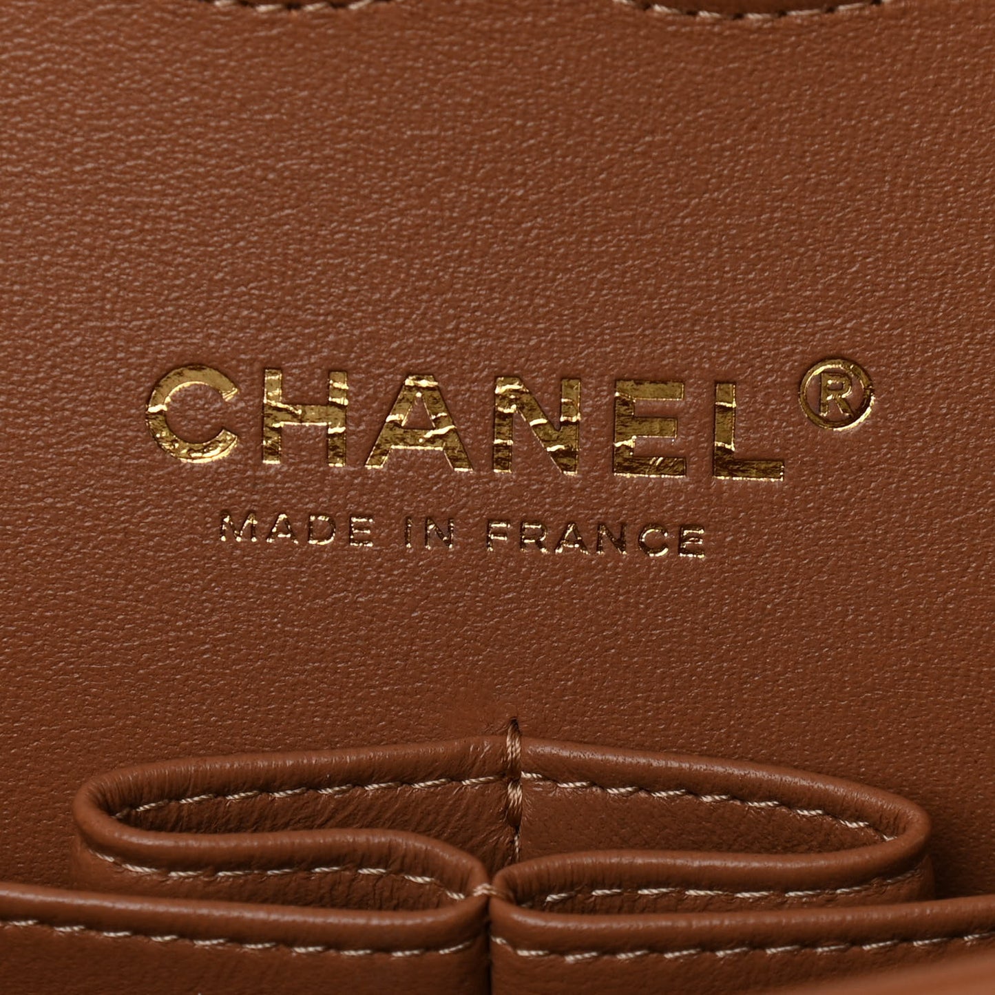 Lambskin Quilted Medium Double Flap Brown