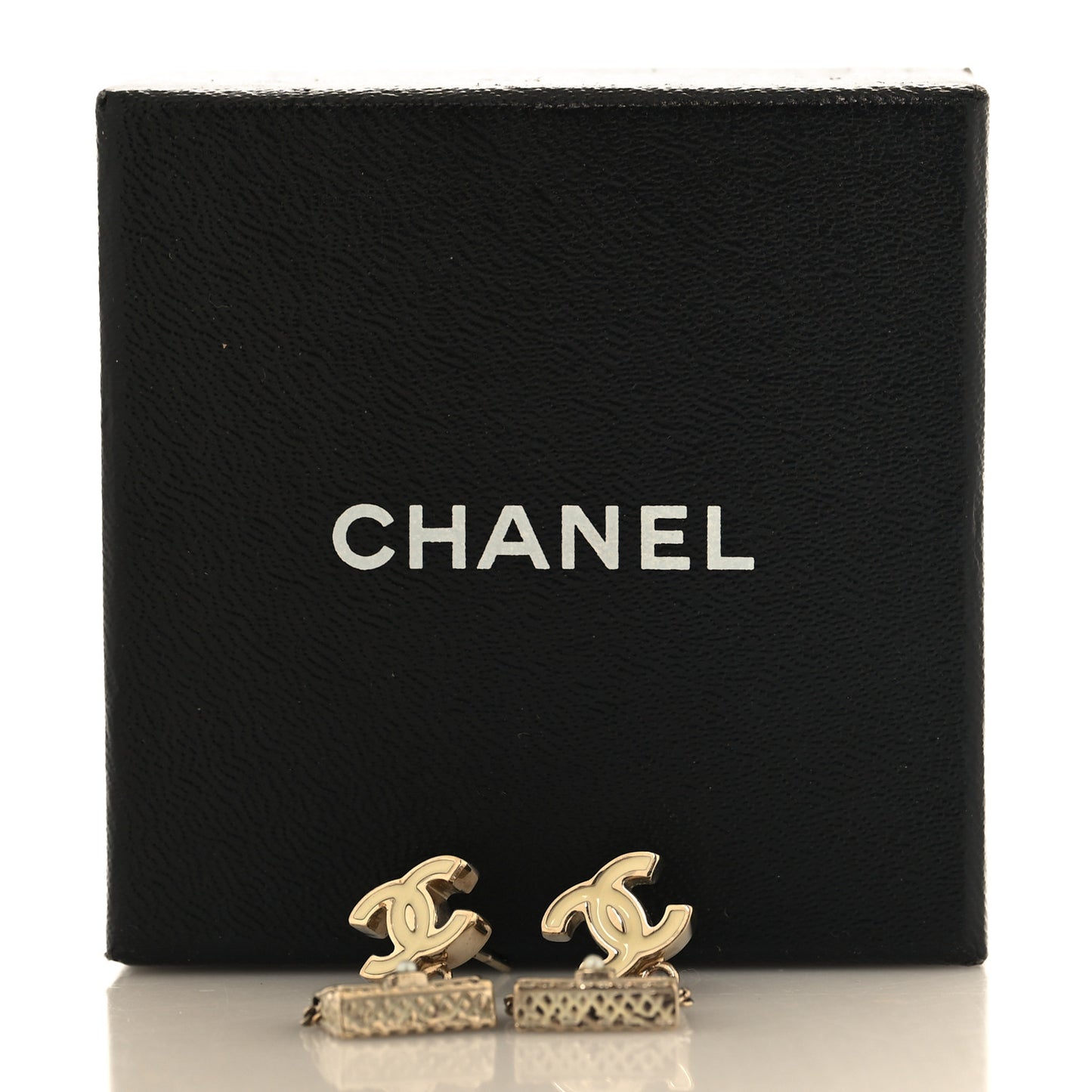 Enamel CC Flap Bag Drop Earrings Light Gold