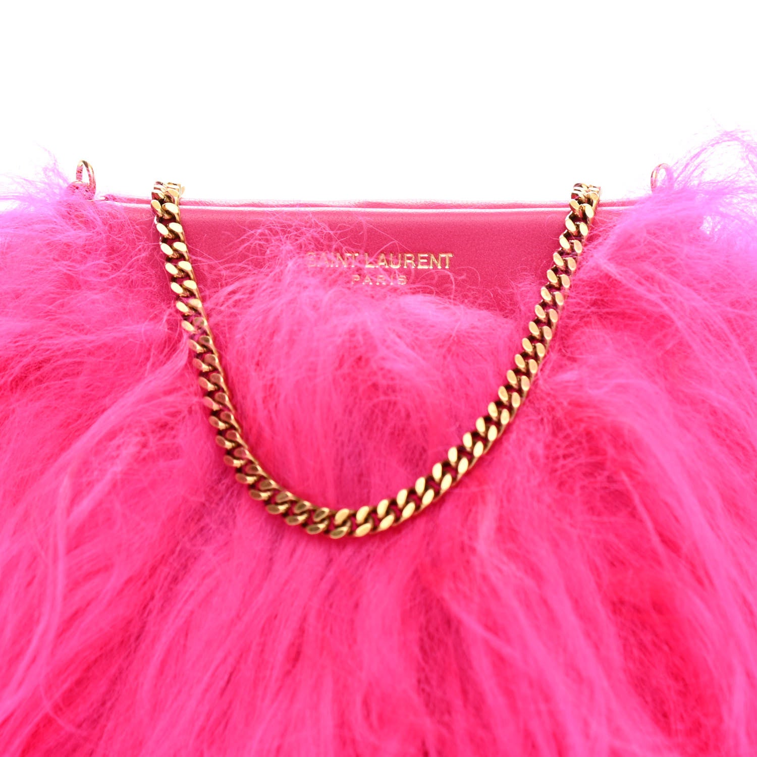 Saint Laurent Fur Mini Pac Pac Pouch On Chain Fuchsia 9 of 12