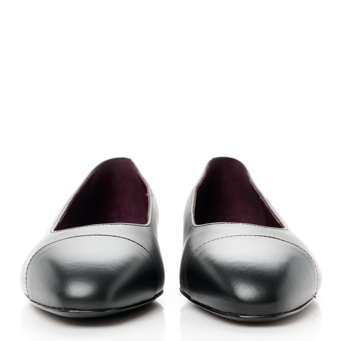 Lambskin Cap Toe CC Uniform Ballerina Flats 40 Black