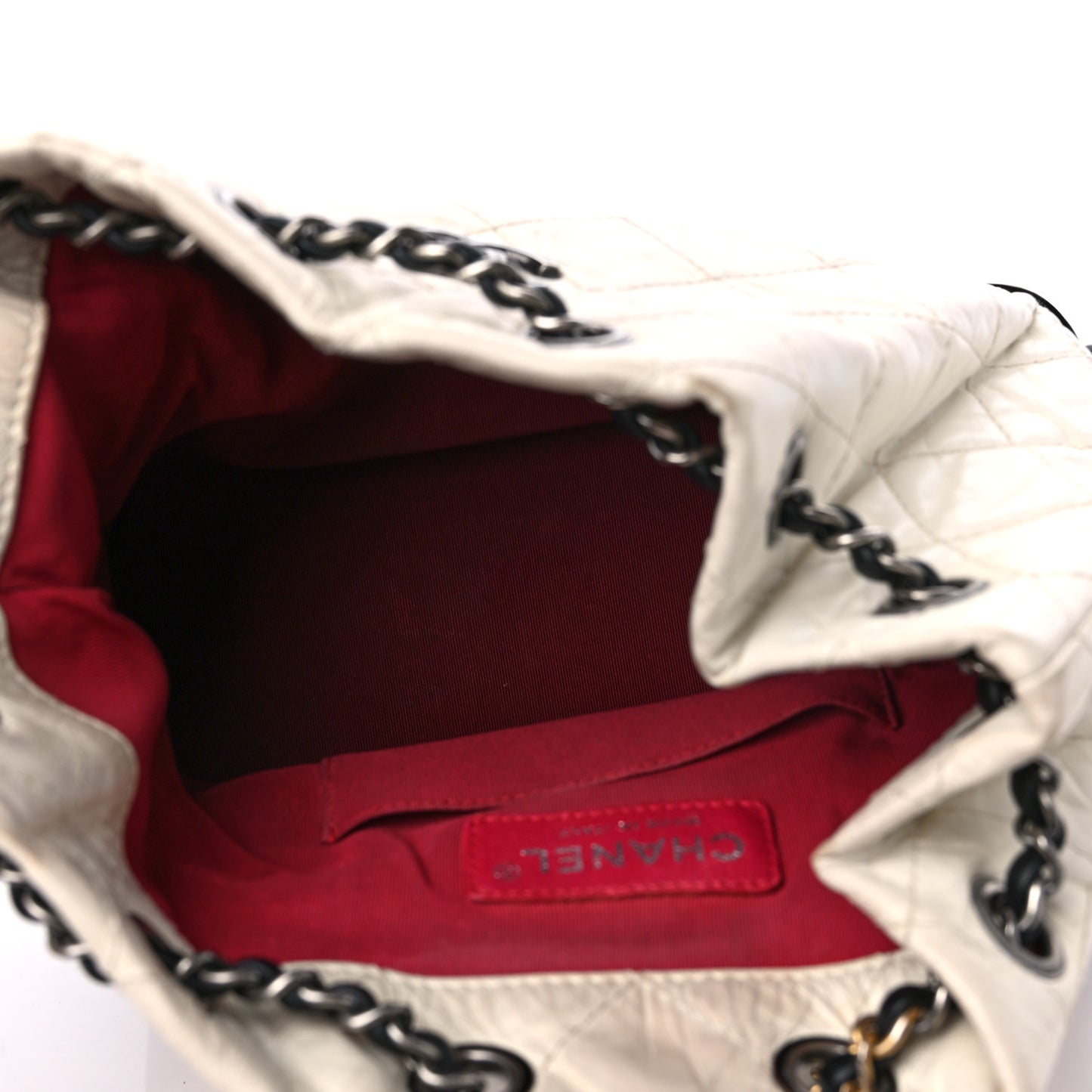Aged Calfskin Quilted Small Gabrielle Backpack Black White