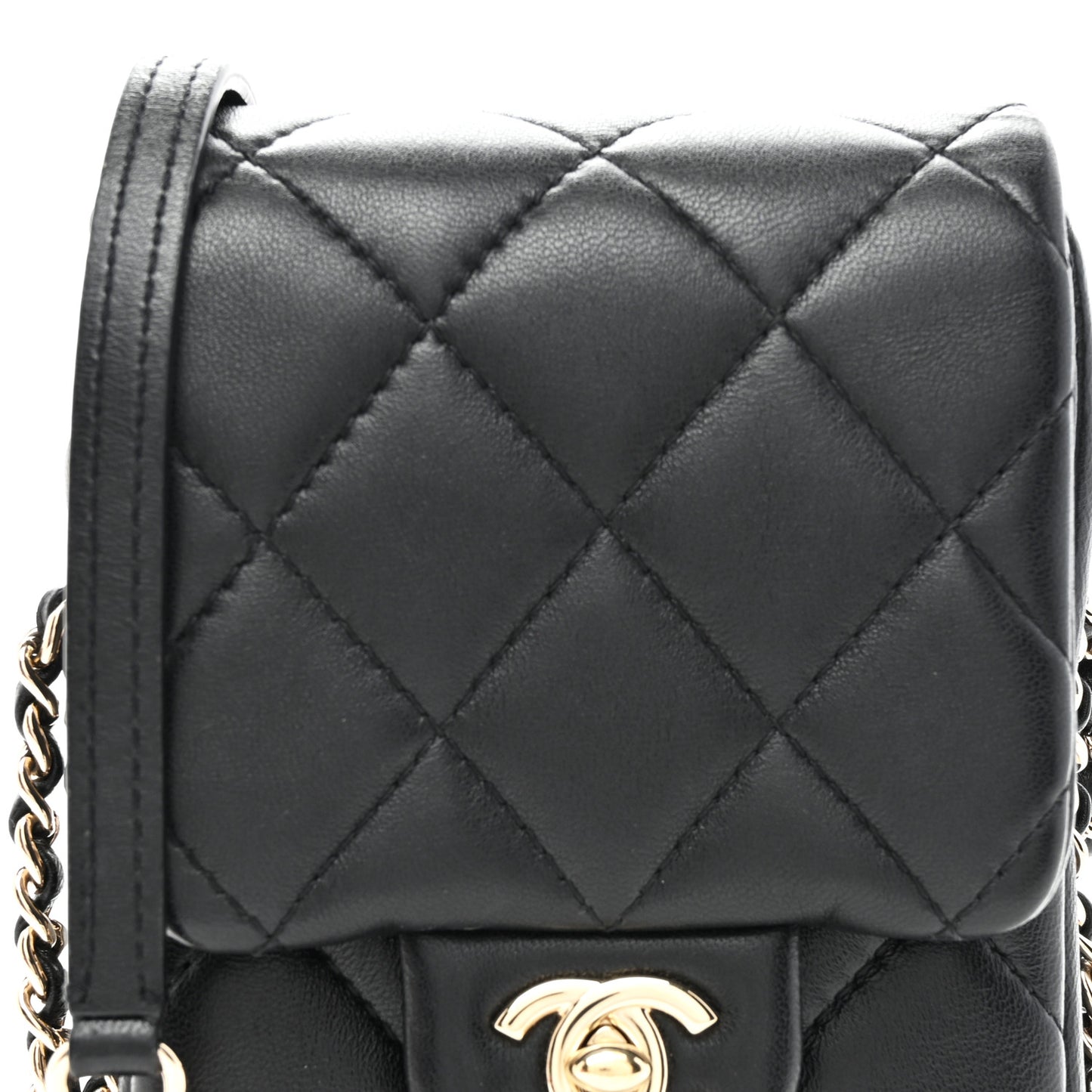 Lambskin Quilted My Precious Phone Case Flap Bag Black