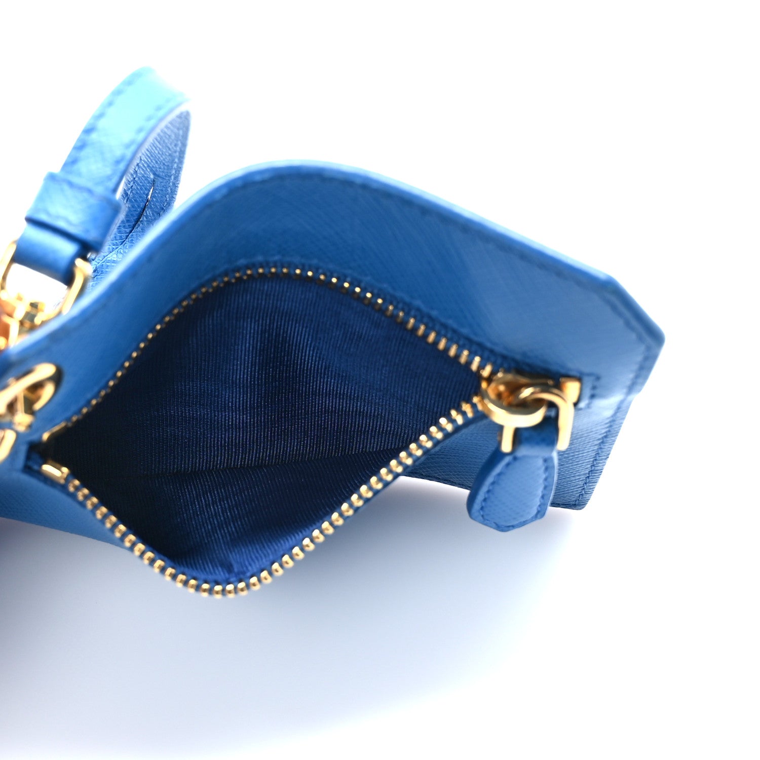 Prada Saffiano Triangle Trick with Charm Key Chain Bluette 6 of 7