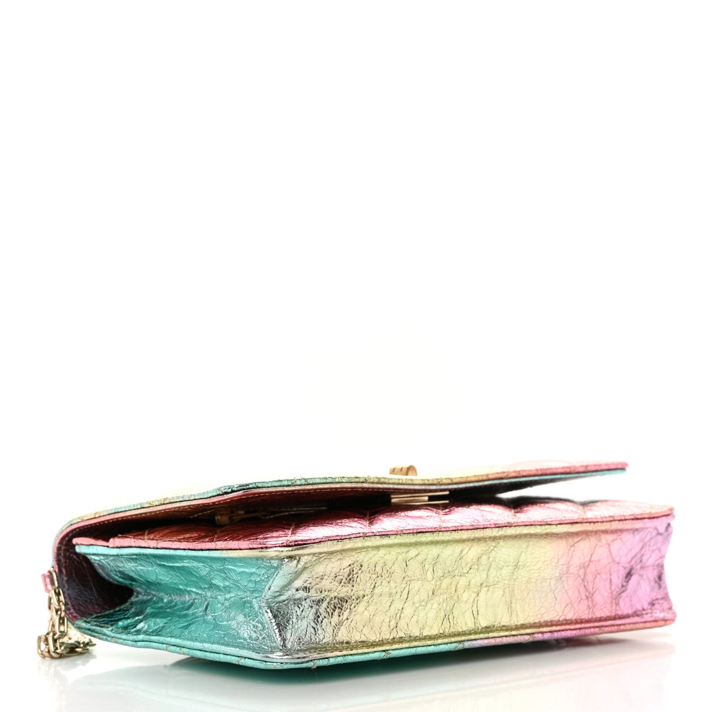 Metallic Goatskin Quilted 2.55 Reissue Wallet on Chain WOC Multicolor