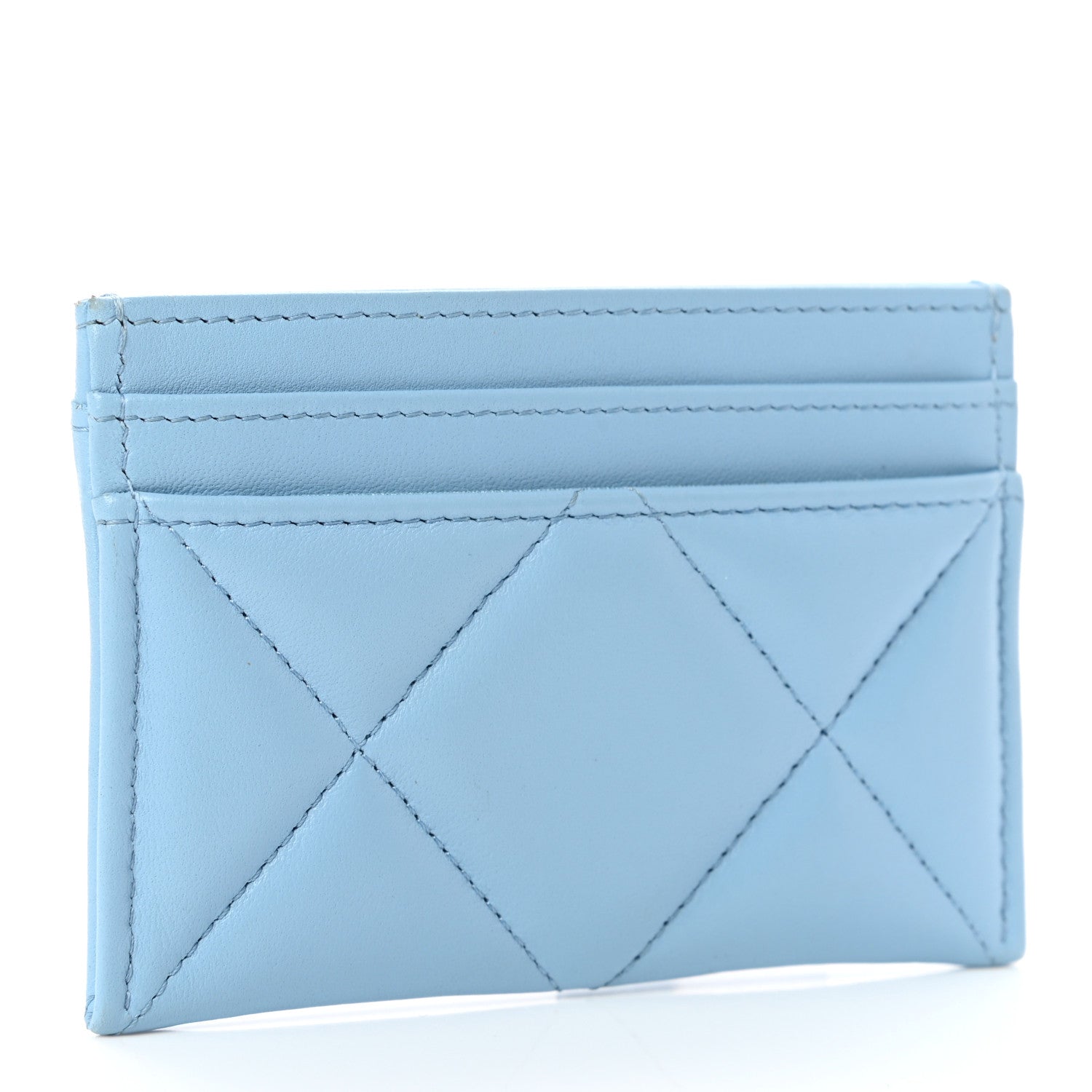 Chanel Lambskin Quilted Chanel 19 Card Holder Light Blue 3 of 8