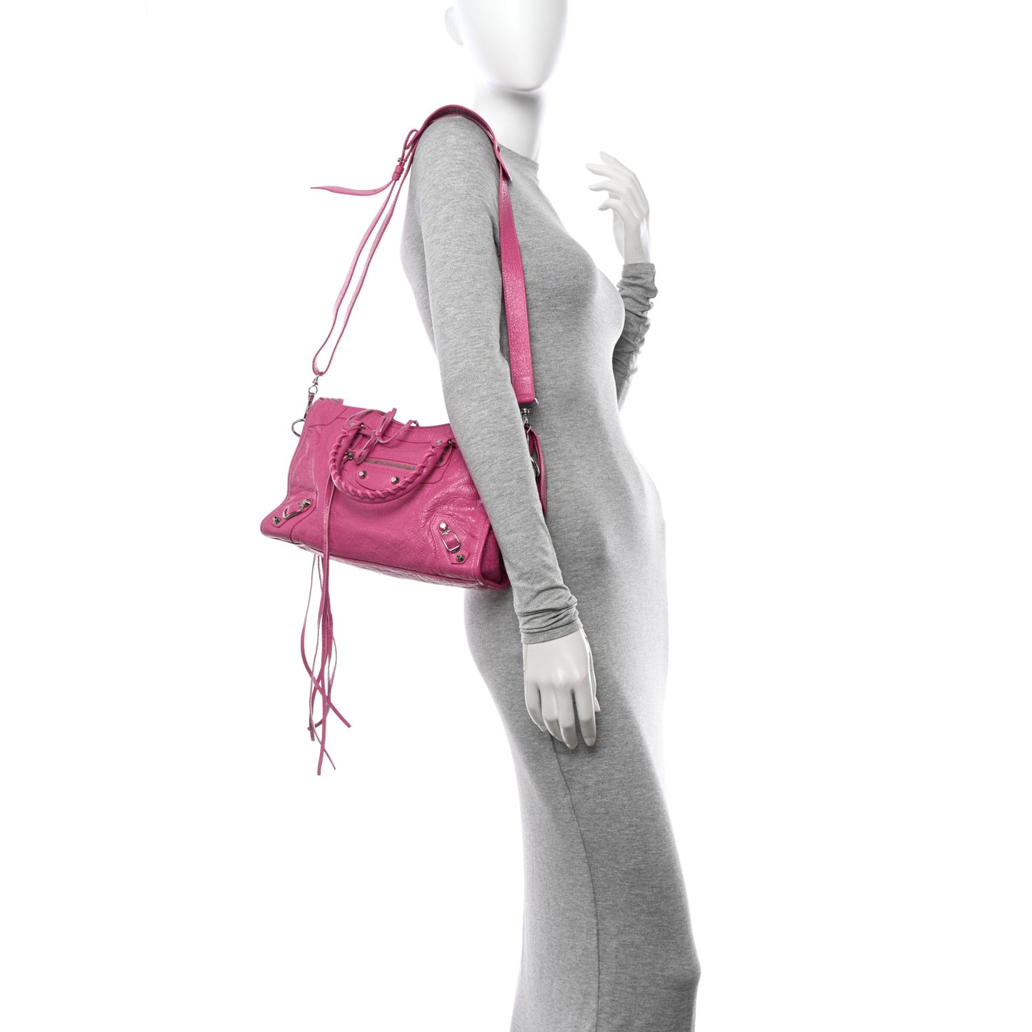 Agneau Classic Silver Hardware S City Rose Flamingo