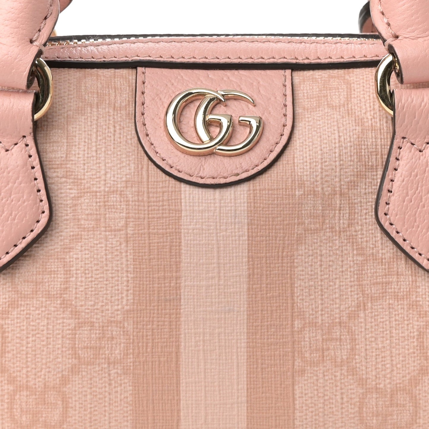 GG Supreme Monogram Textured Dollar Calfskin Web Super Mini Ophidia Top Handle Bowler Bag Rose Pink
