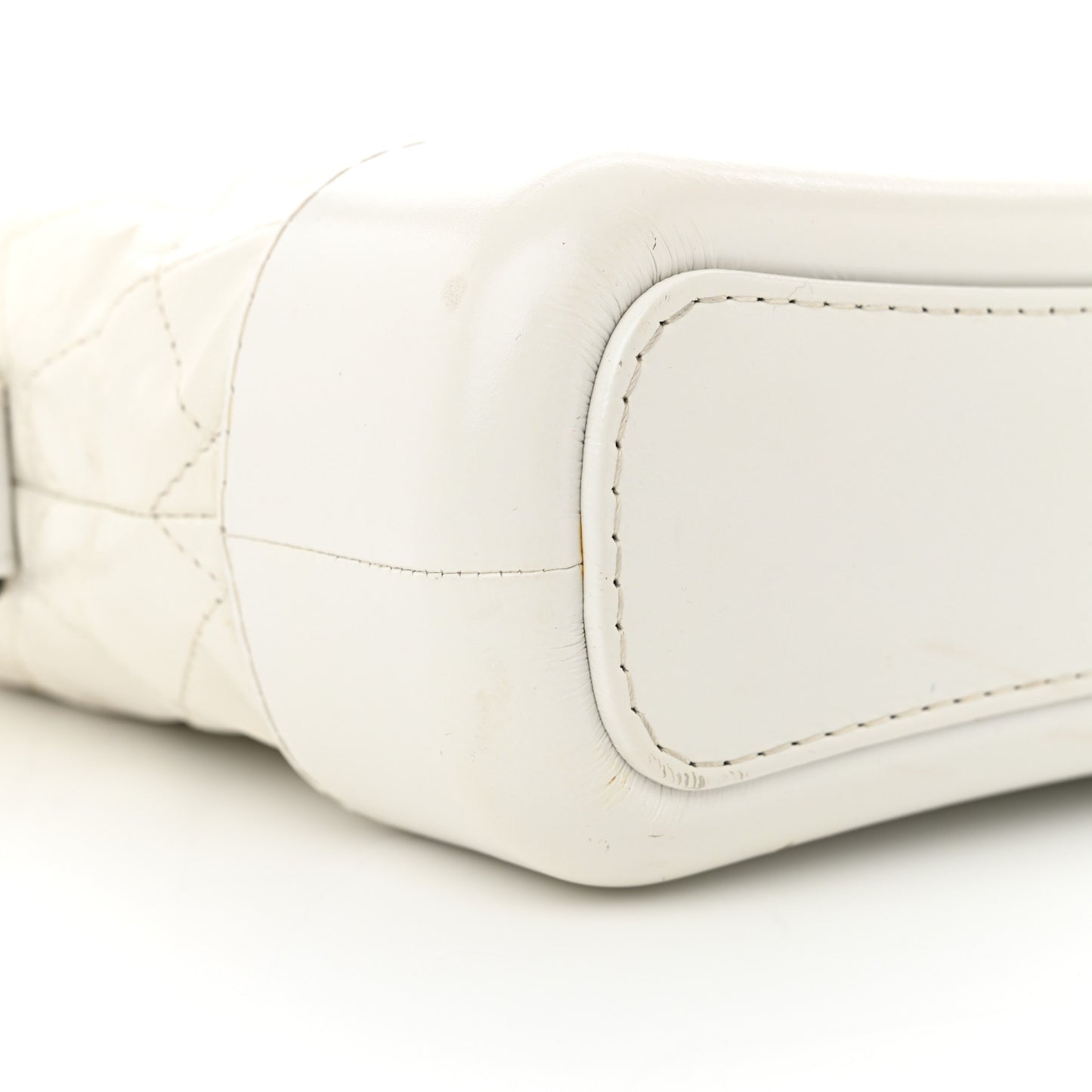 Aged Calfskin Quilted Small Gabrielle Hobo White
