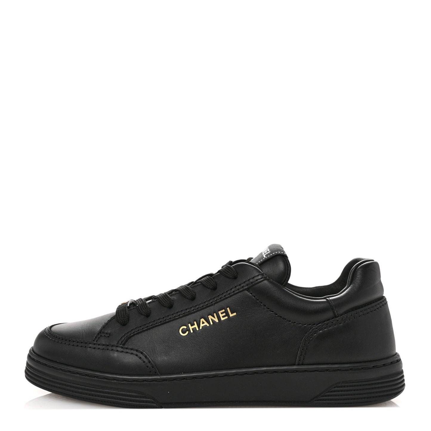 Calfskin Womens CC Logo Sneakers 38.5 Black