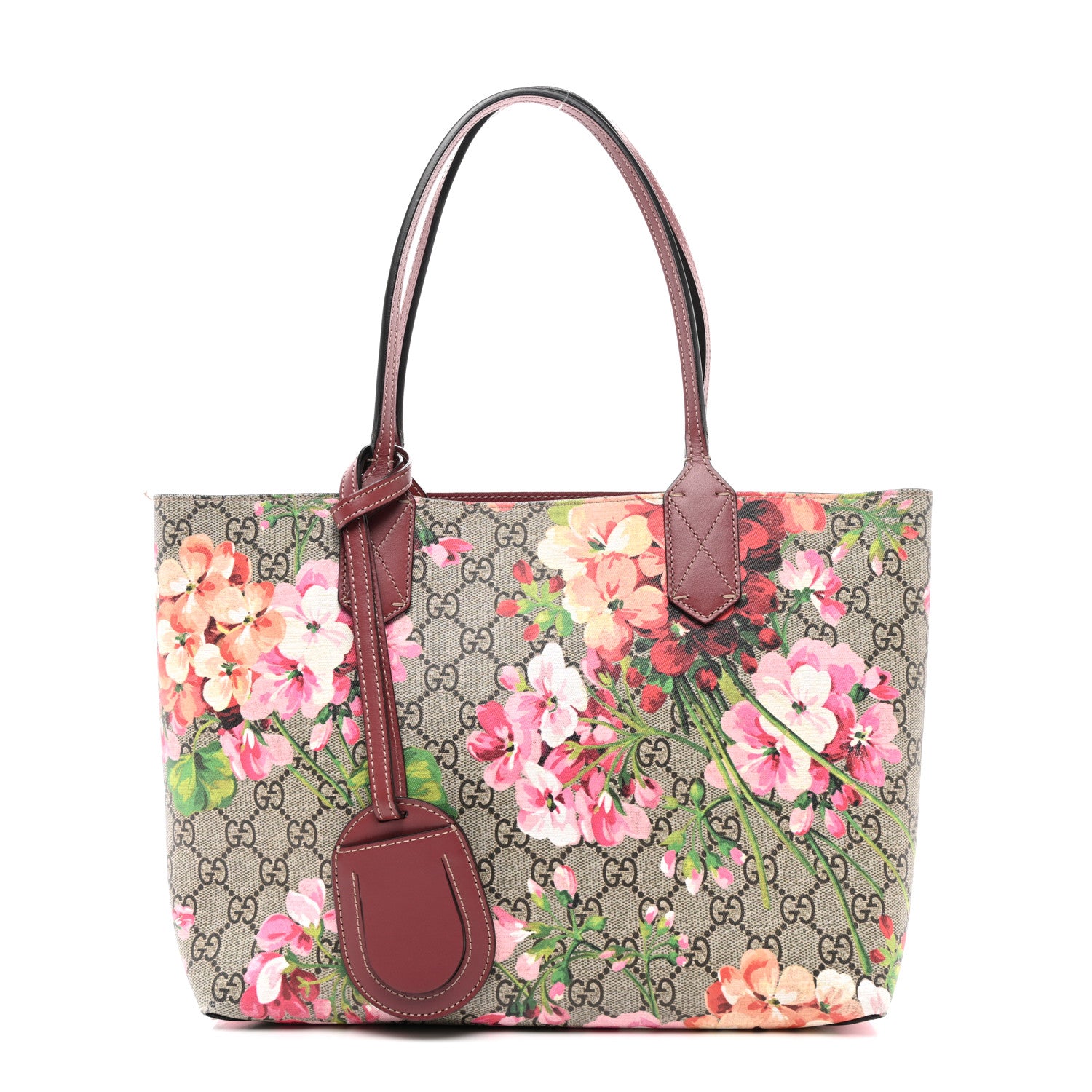 Gucci GG Supreme Monogram Blooms Small Reversible Tote Beige Multicolor Dry Rose 1 of 12