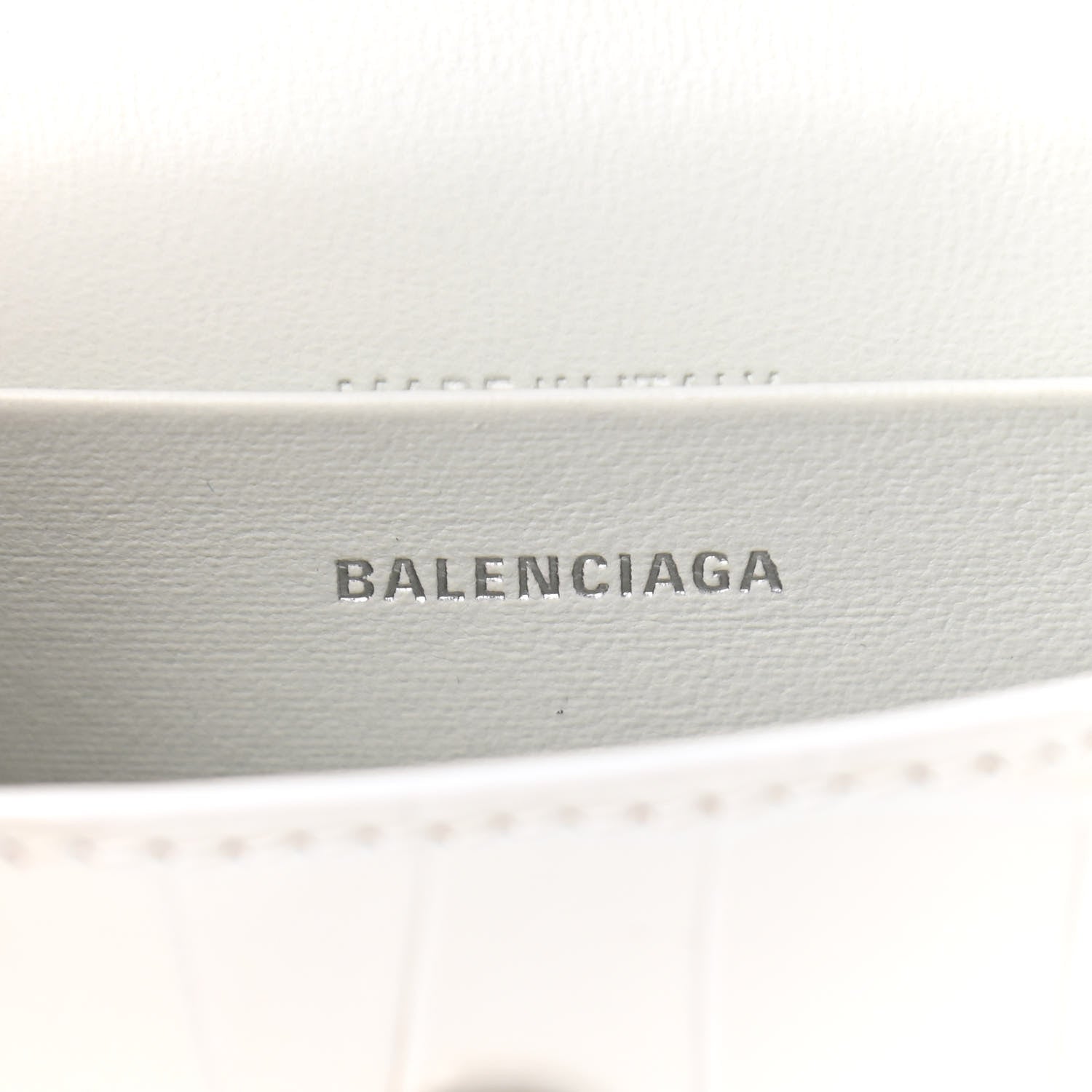 Balenciaga Shiny Calfskin Crocodile Embossed Hourglass Top Handle Bag Mini White 6 of 11